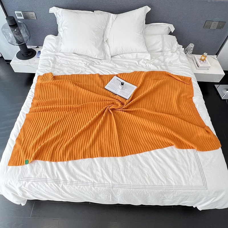 Wicker Knitted Sofa Blanket, Classic Design, Blue (45 