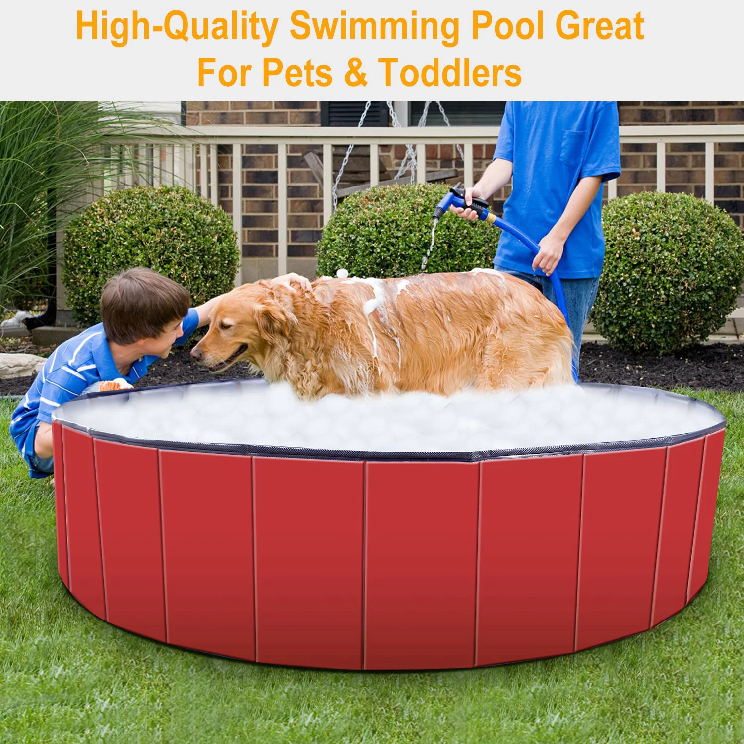 iMounTEK 47.2x47.2x11.8in Foldable Pet Swimming Pool PVC Kiddie Baby Dog Swim Pool Bathing Tub Playmat Kids Pools