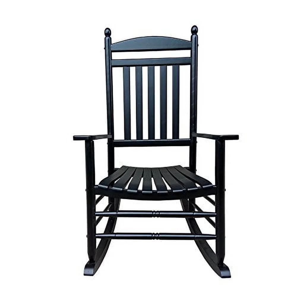 Rocking Rocker-A040BK Black Wood Porch Rocker/Outdoor Rocking Chair -Easy to Assemble-Comfortable Size-Outdoor or Indoor Use