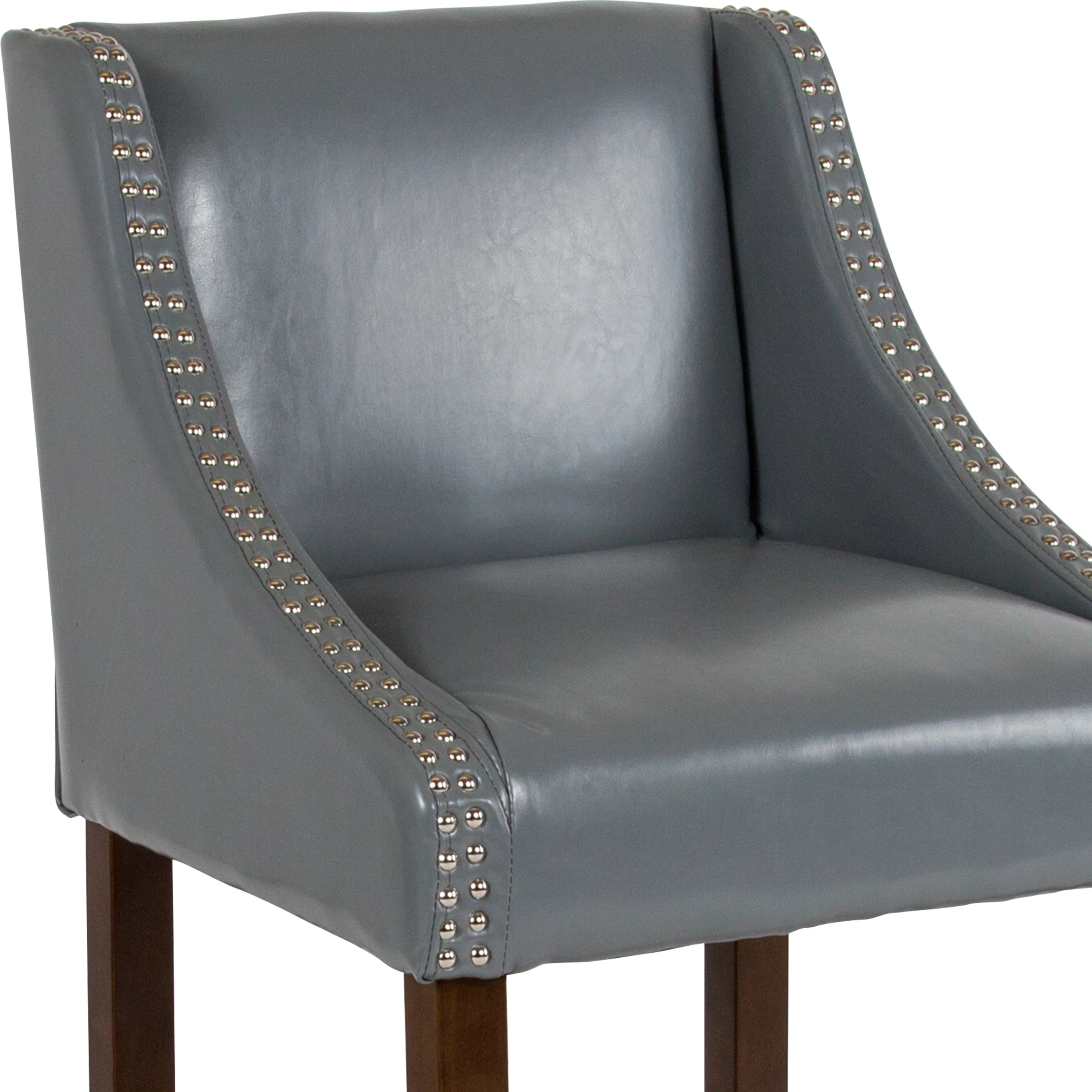 Flash Furniture Carmel Transitional Faux Leather Barstool, Light Gray, Set of 2