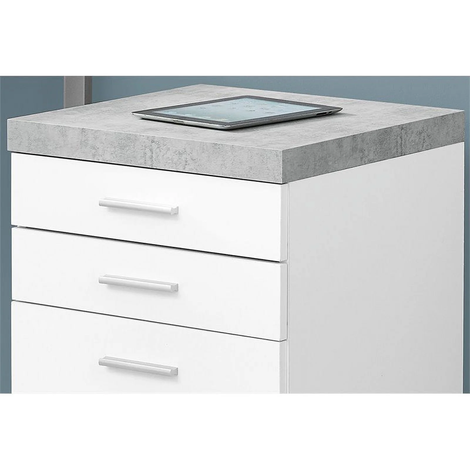 Home Square 3 Drawer File Cabinet Set in White and Gray Cement (Set of 2)
