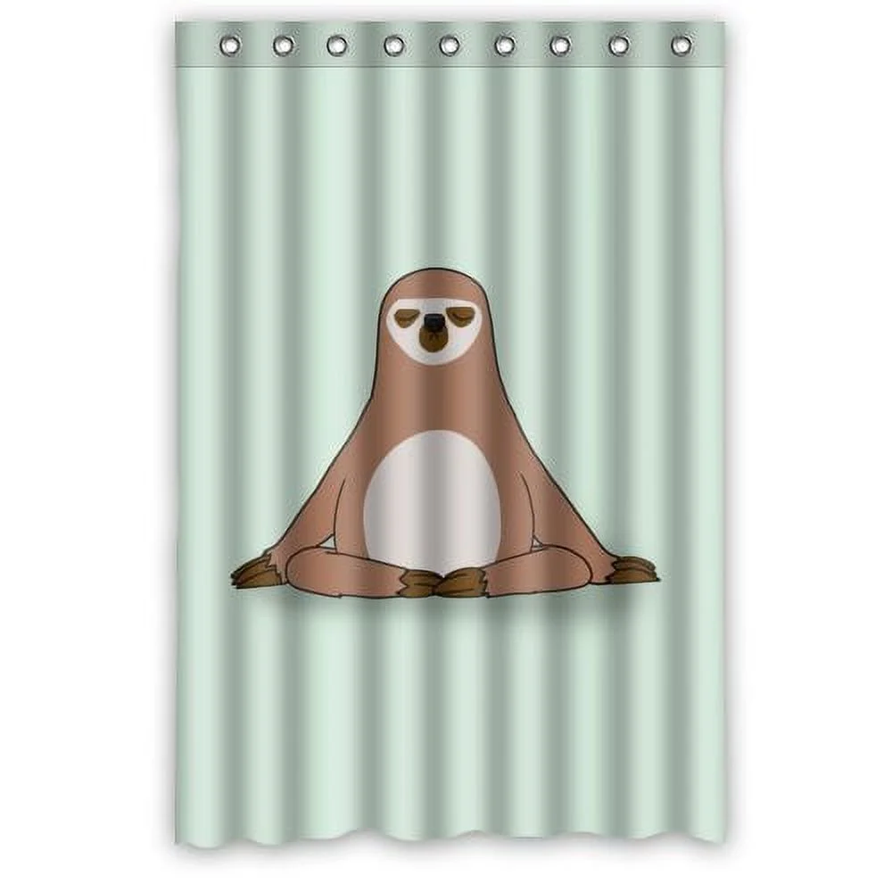 GreenDecor Sloth Meditation Waterproof Shower Curtain Set with Hooks Bathroom Accessories Size 48x72 inches