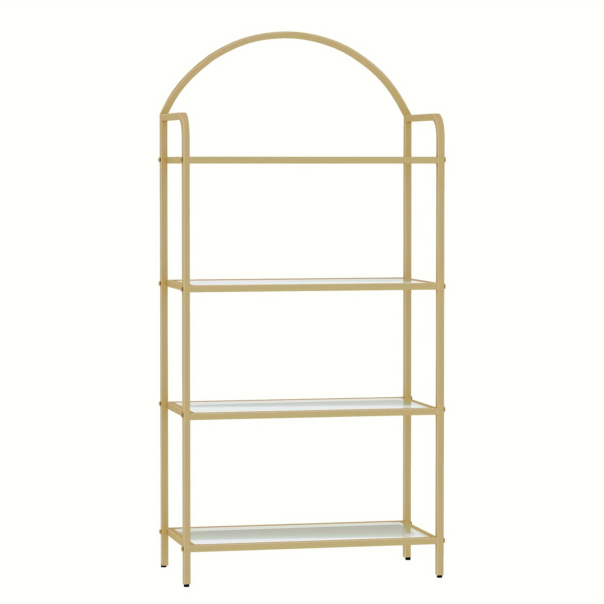 5 Tier Bookcase Bookshelf, Wide Tempered Glass Bookshelves, Slim Shelving Unit for Bedroom, Bathroom, Home Office, Steel Frame, Gold