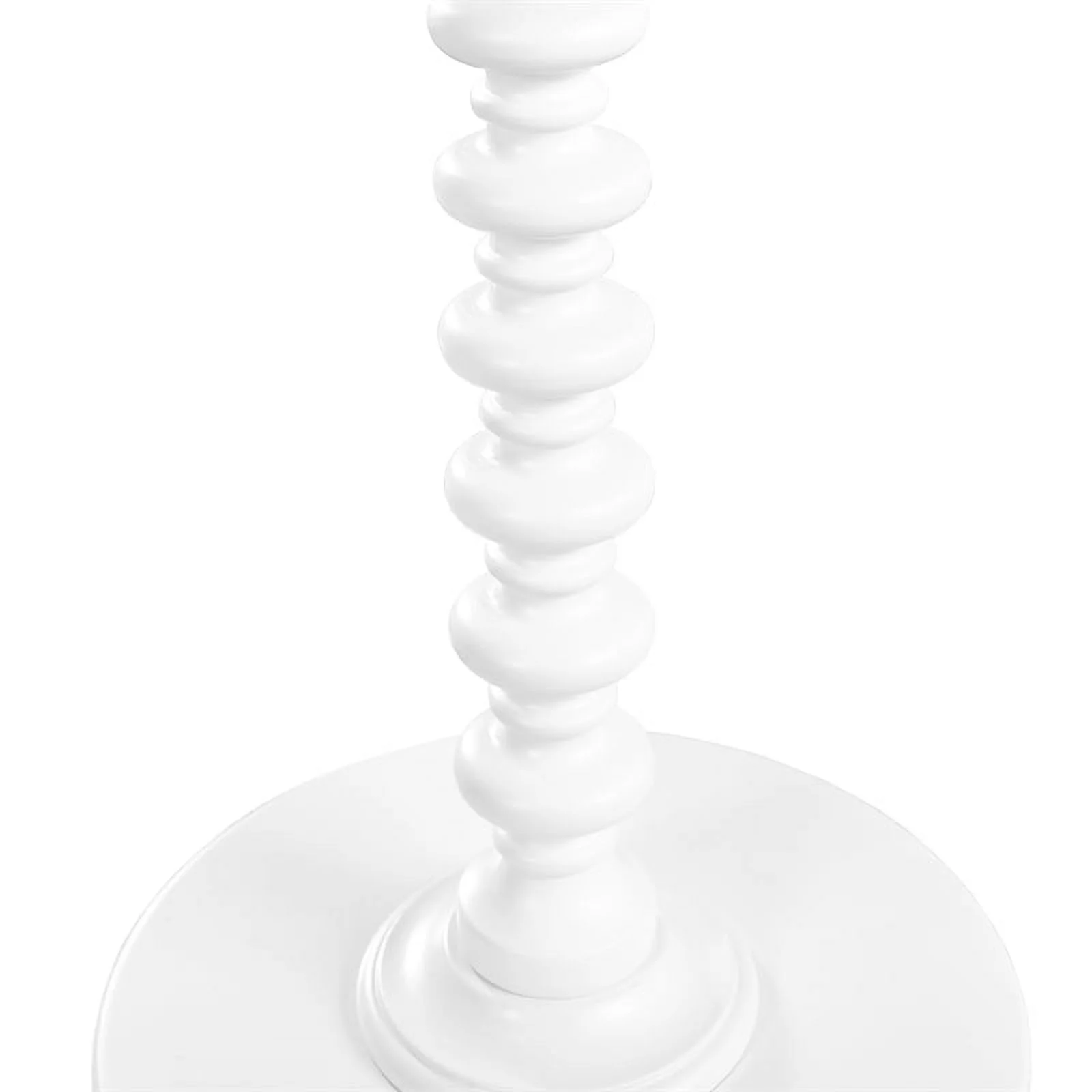 Pemberly Row Traditional Round Spindle Wood Accent Table in White