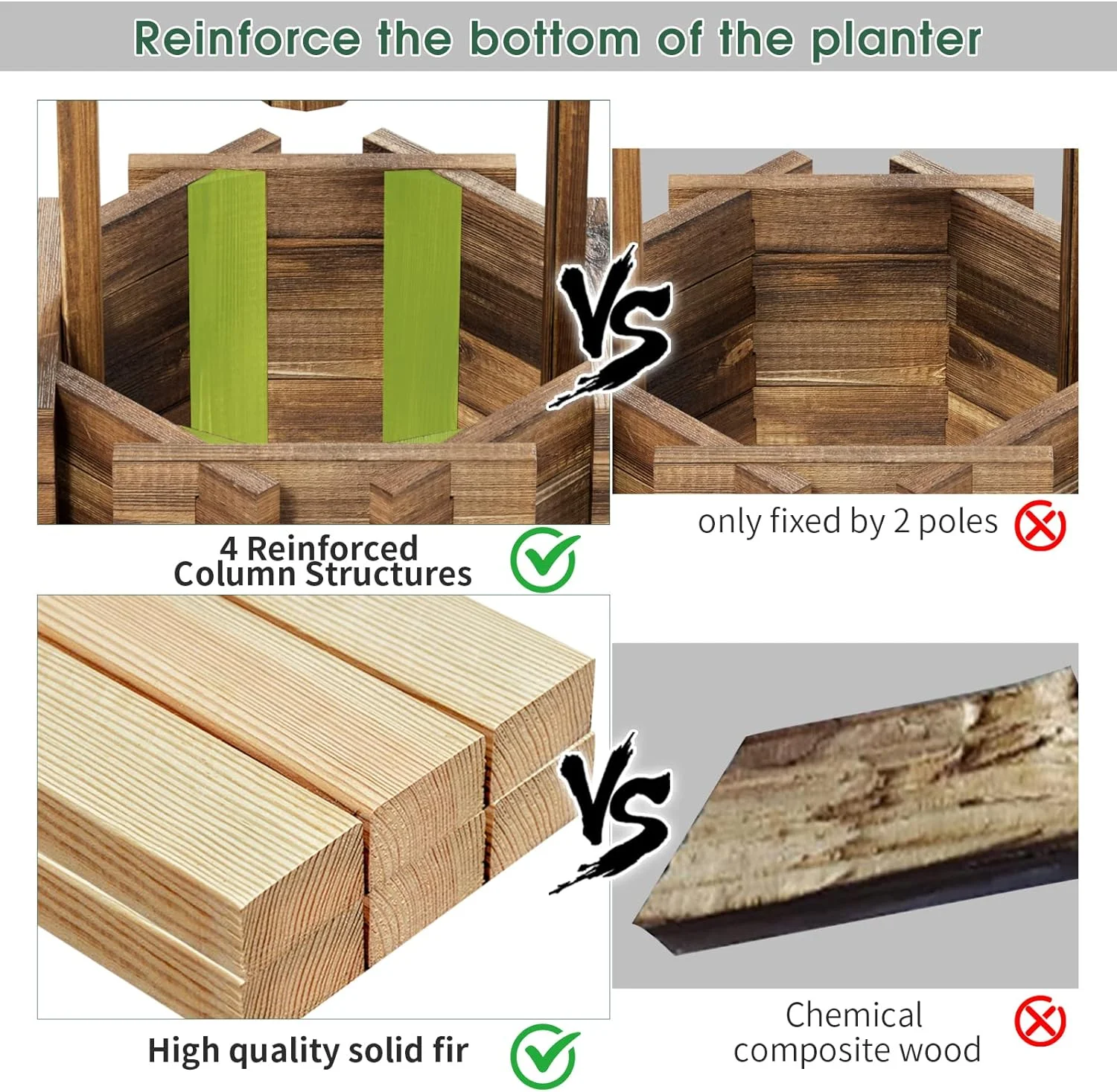 Wooden Wishing Well Planter with Hanging Bucket for Flower and Plants Indoor and Outdoor, Rustic Flower Planter Patio Garden Ornamental, Home Decor, Brown