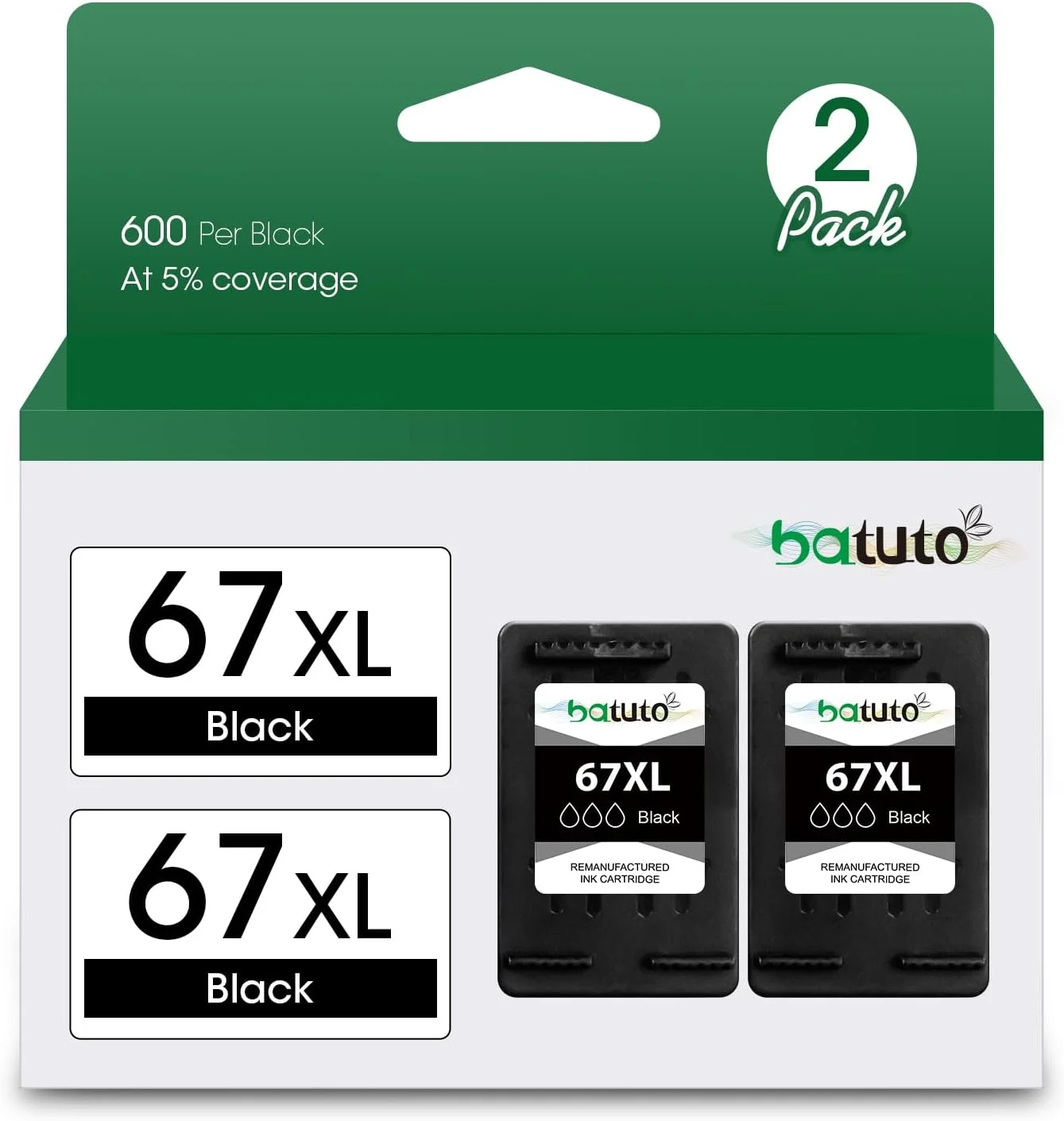 Remanufactured for Black 67xl HP Printer Ink HP 67 for HP Ink 67 67xl Ink Cartridges Black Combo Pack DeskJet