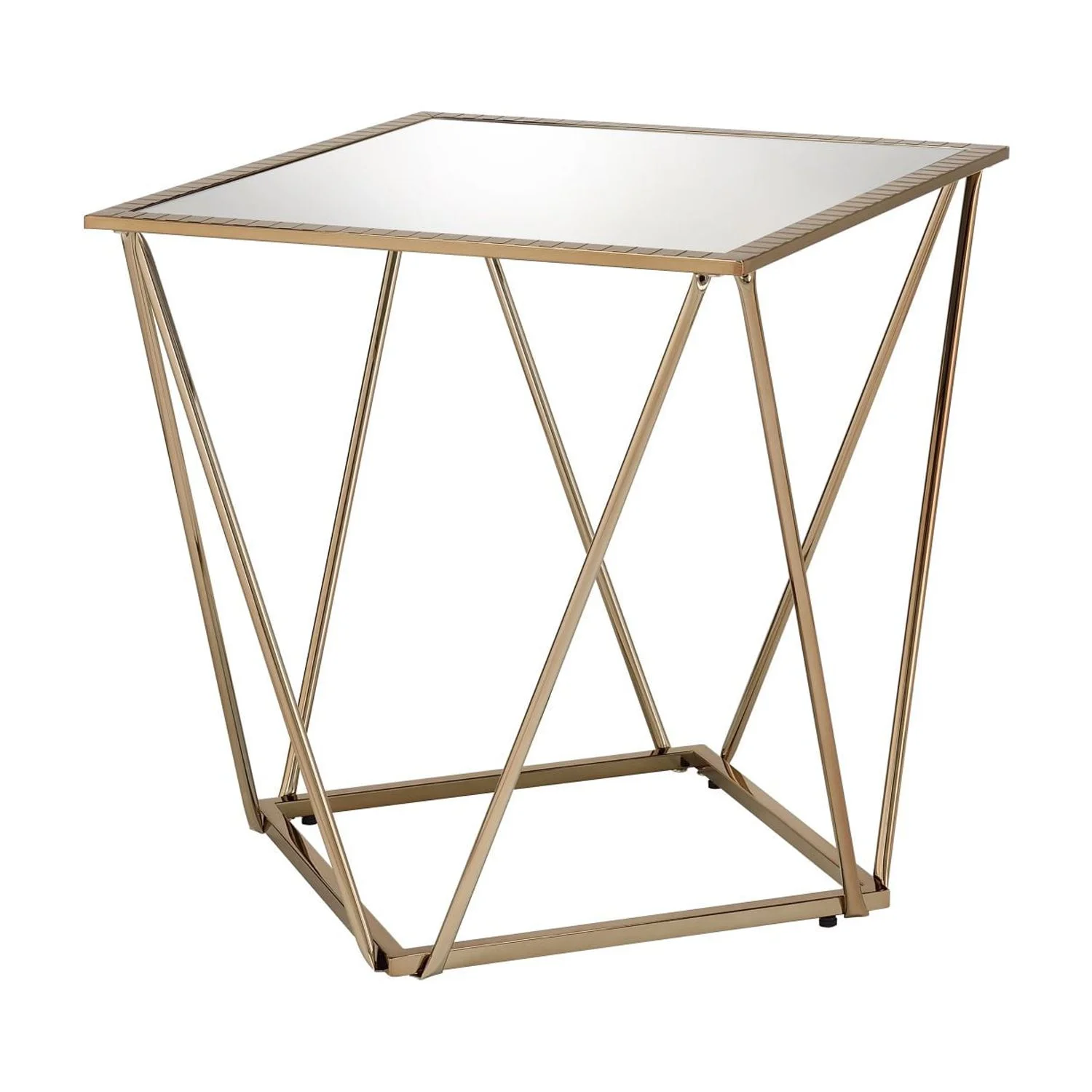 ACME Fogya End Table  Mirrored & Champagne Gold Finish 86057