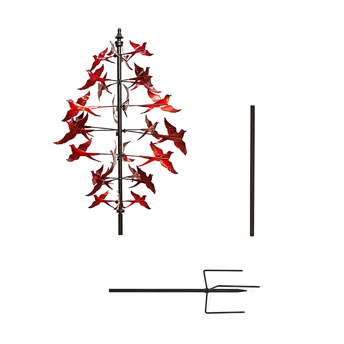 Large Red Cardinal Wind Spinner 3D Metal Bird Sculpture XL Kinetic Patio Decor Garden Yard Art