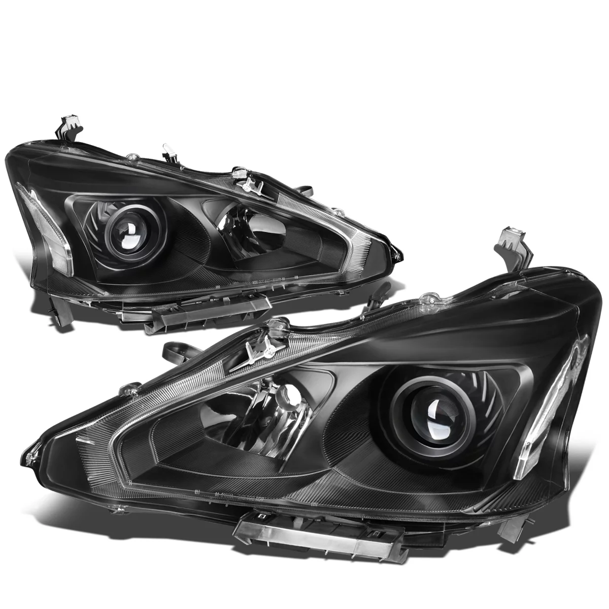 DNA Motoring HL-OH-NA13-BK-CL1 For 2013 to 2015 Nissan Altima Pair Black Housing Clear Side Projector Headlight Headlamps 14 Left + Right