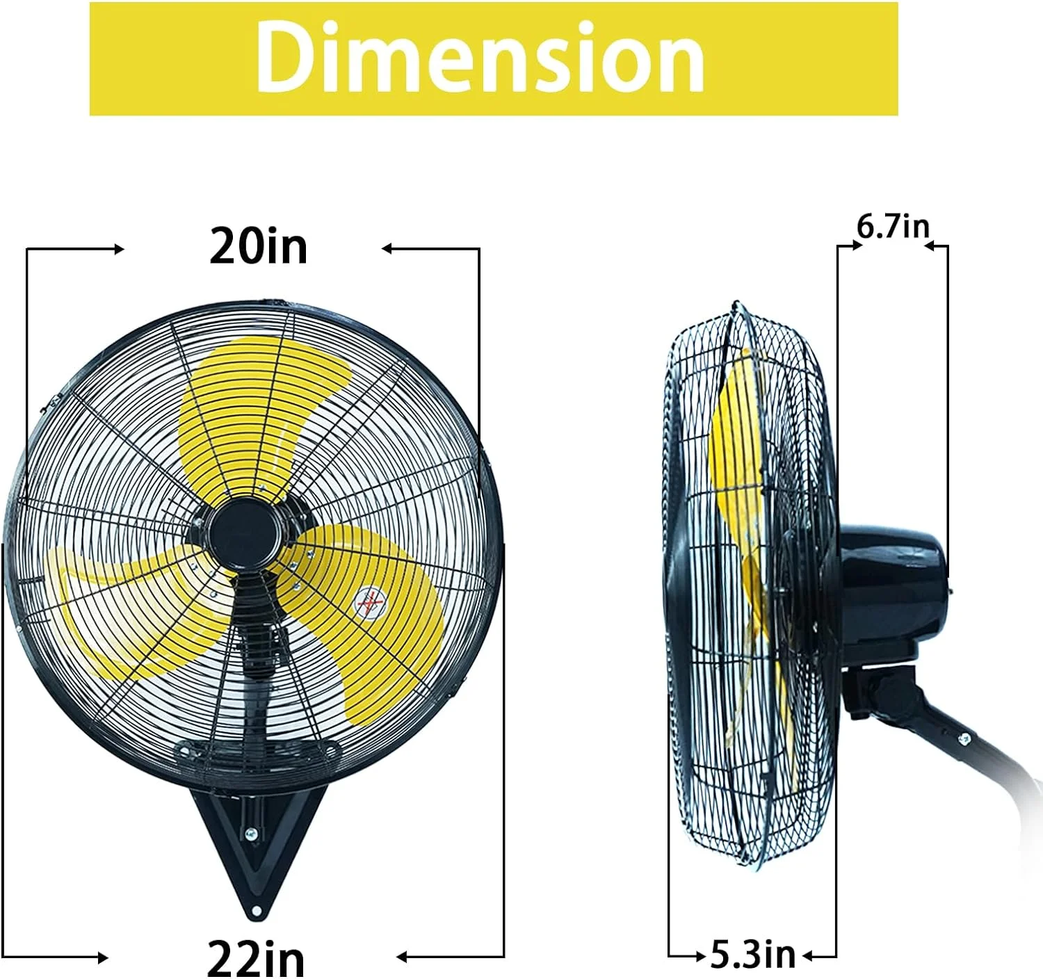 20 Inch Wall Mount Fan 3-Speed Industrial Fan High Velocity Fan,7000 CFM Outdoor Wall Fan for Commercial, Garage, Residential, Warehouse