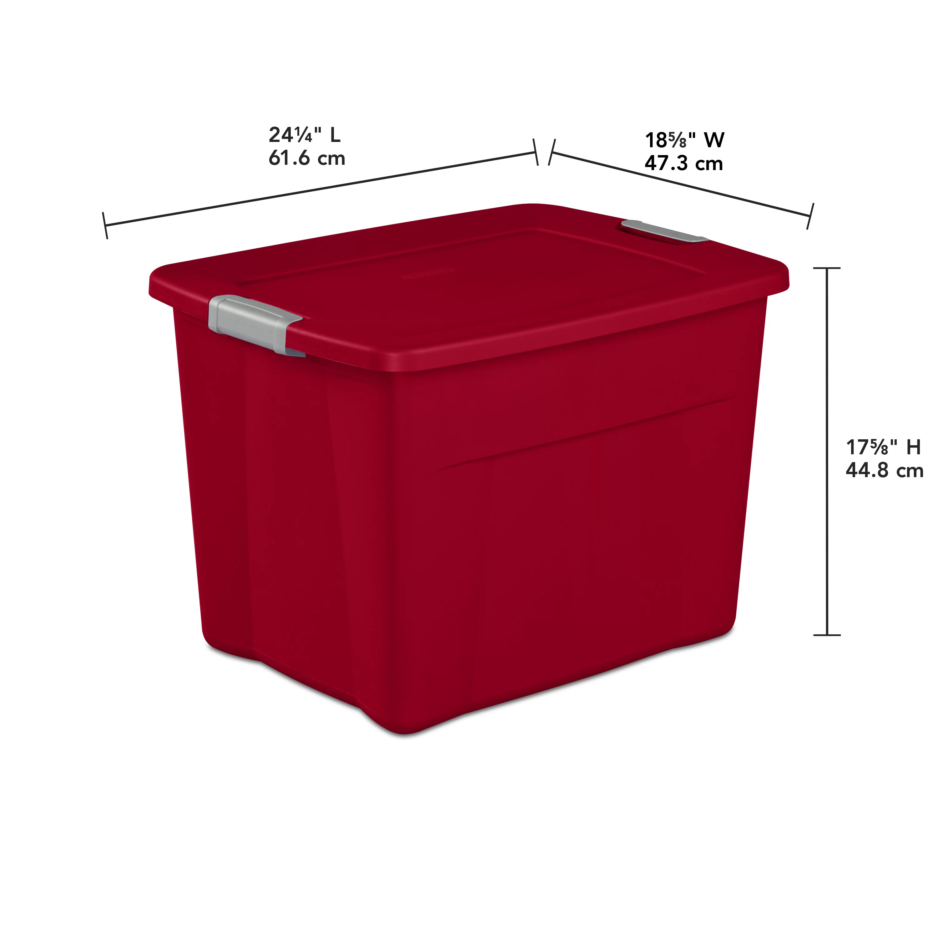 Sterilite Plastic 22 Gallon Latch Tote Infra Red Set of 6