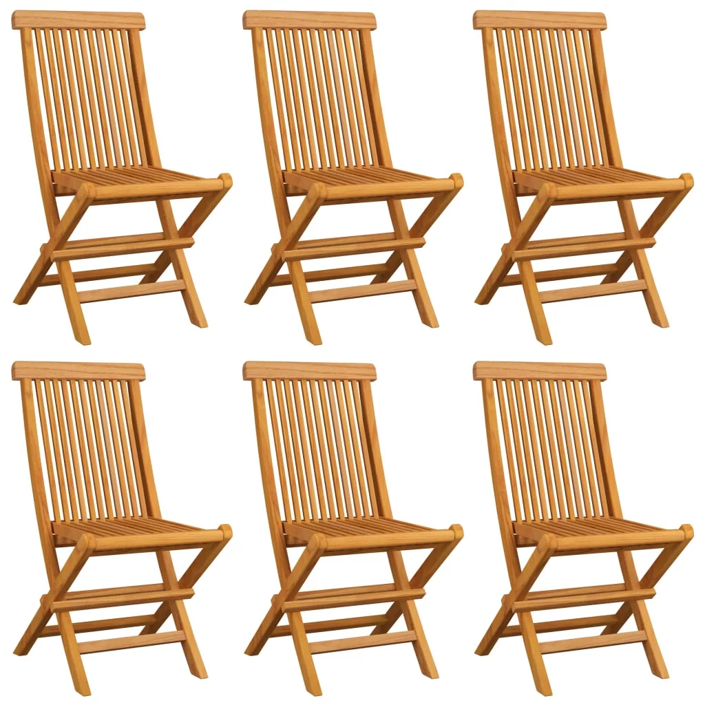 Anself Patio Chairs with Taupe Cushions 6 pcs Solid Teak Wood