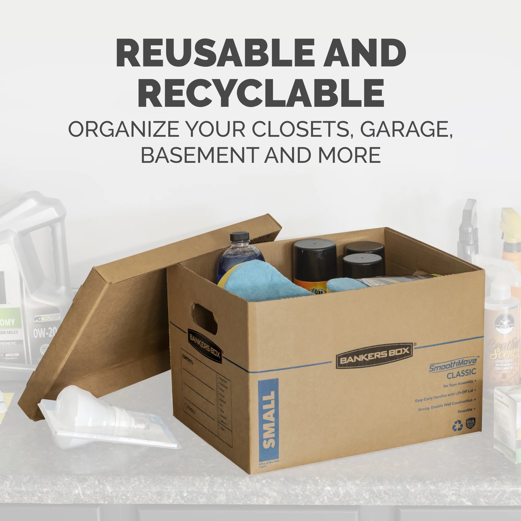 Bankers Box Smooth Move™ Classic Moving Boxes, Medium Lift-off Closure - Kraft - Recycled