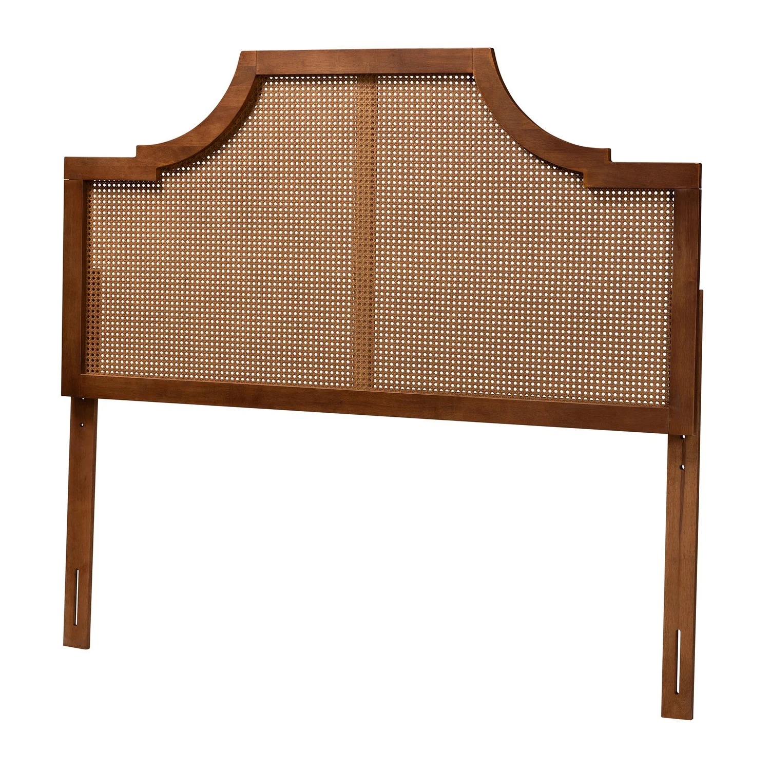Baxton Studio Risha Ash Walnut Finished Wood and Rattan King Size Headboard