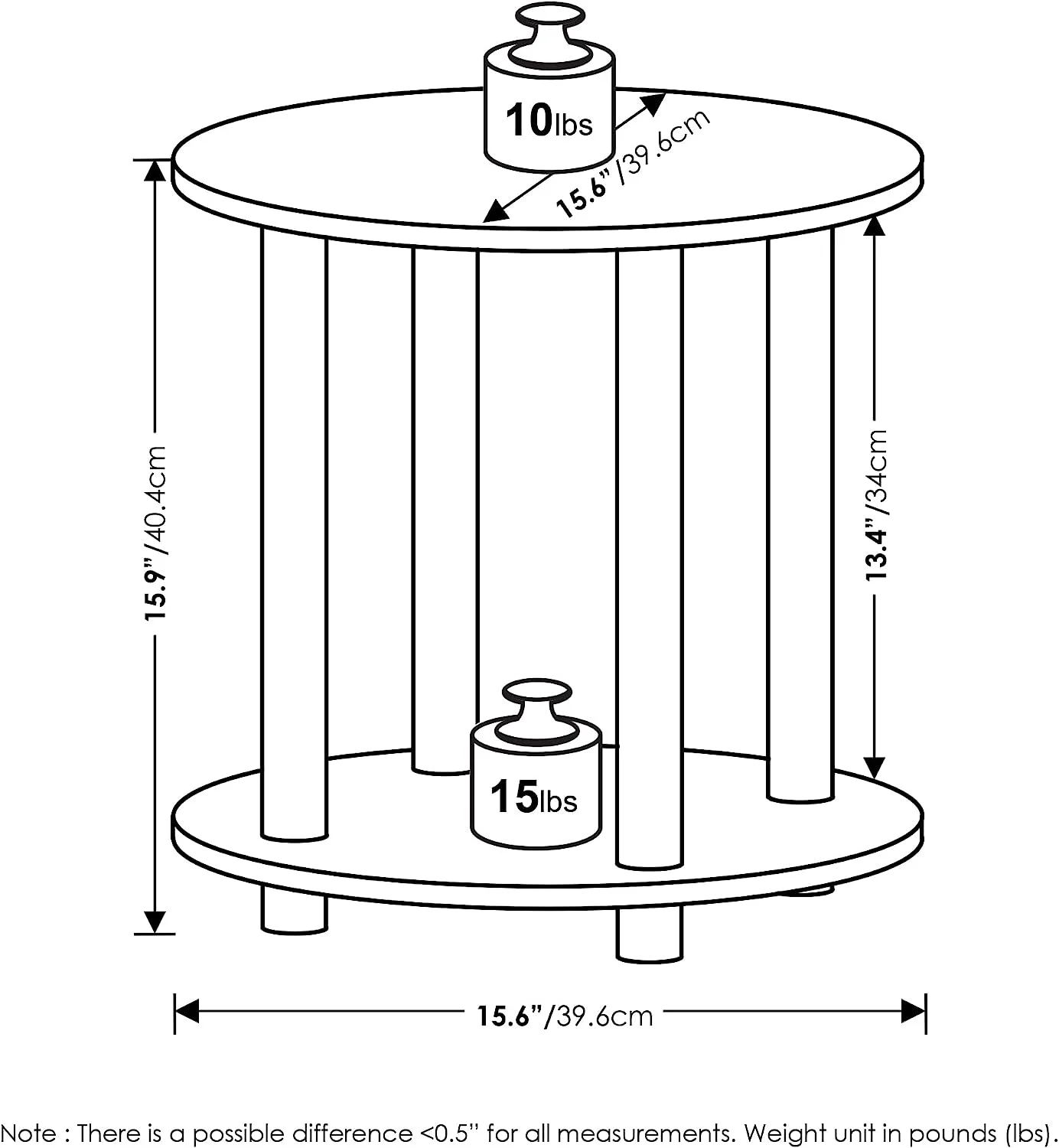 2-Tier Round Wooden End Table, Amber Pine
