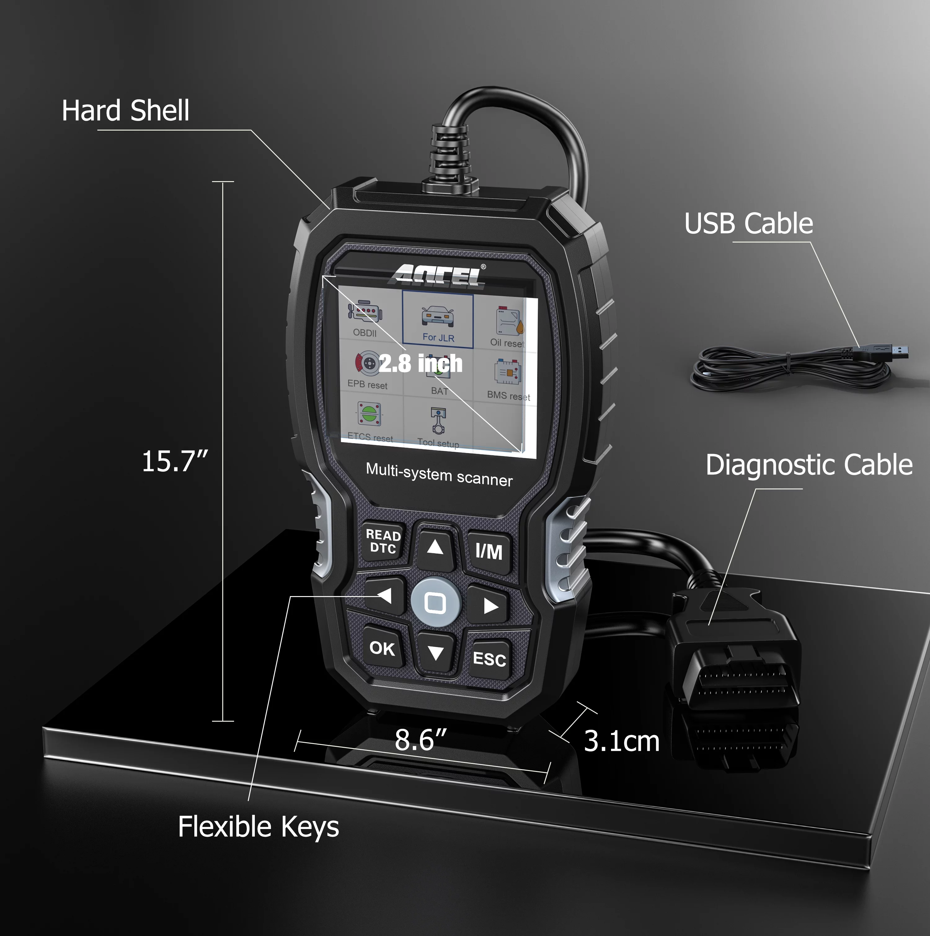 ANCEL LD700 OBD2 Code Reader Fits for Land Rover Jaguar Vehicles All Systems OBD2 Scanner with 14+ Reset Services Car Battery Registration Oil Reset for JLR Vehicle OBD Automotive Diagnostic Scan Tool