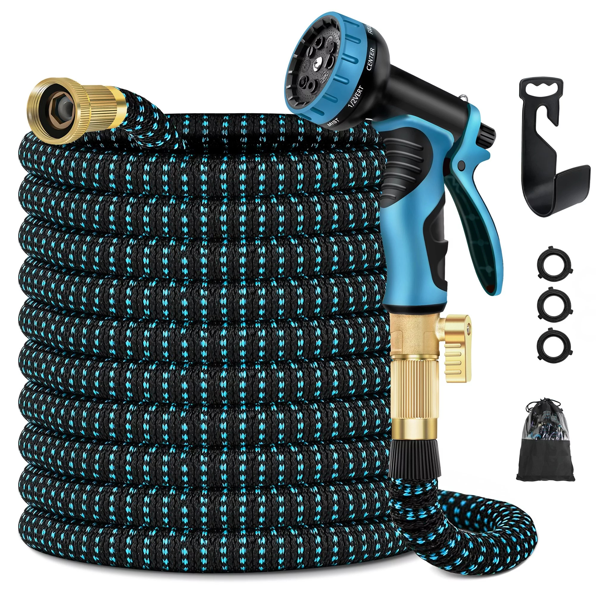 Garden Hose 100 FT Water Hose with 9 Function Nozzle