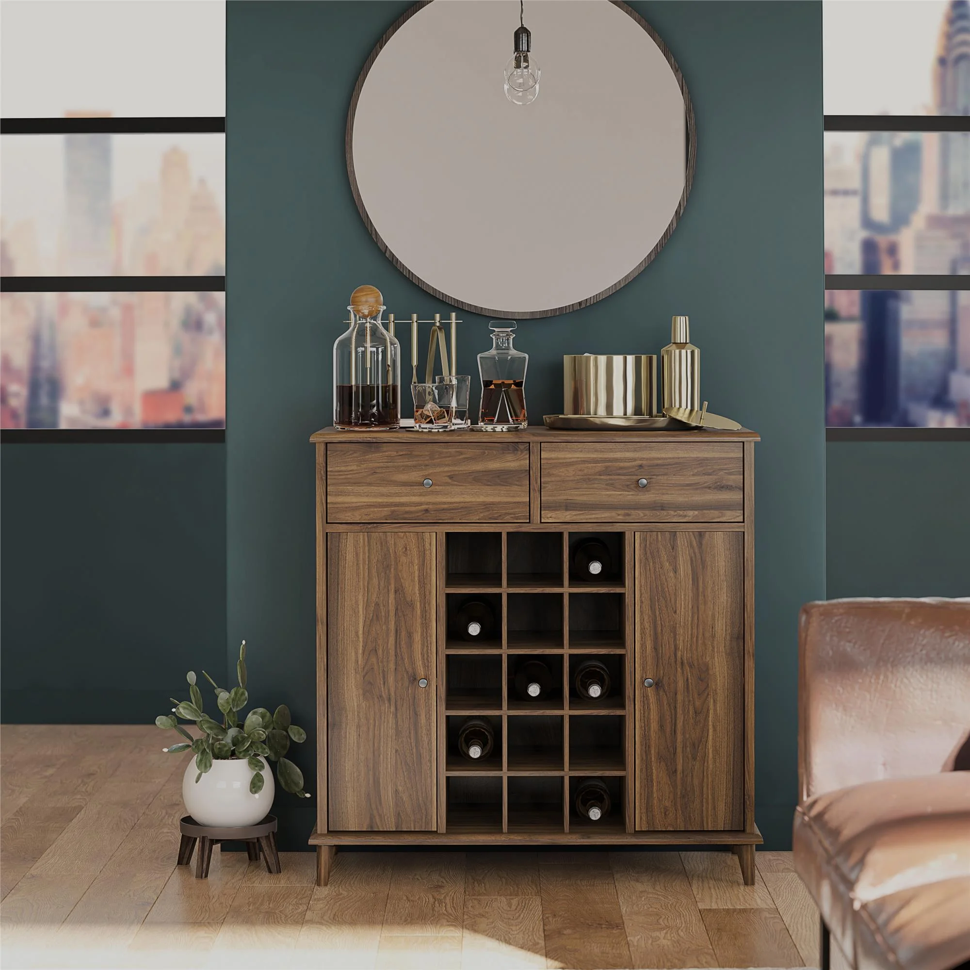 Ameriwood Home Farnsworth Bar Cabinet, Walnut