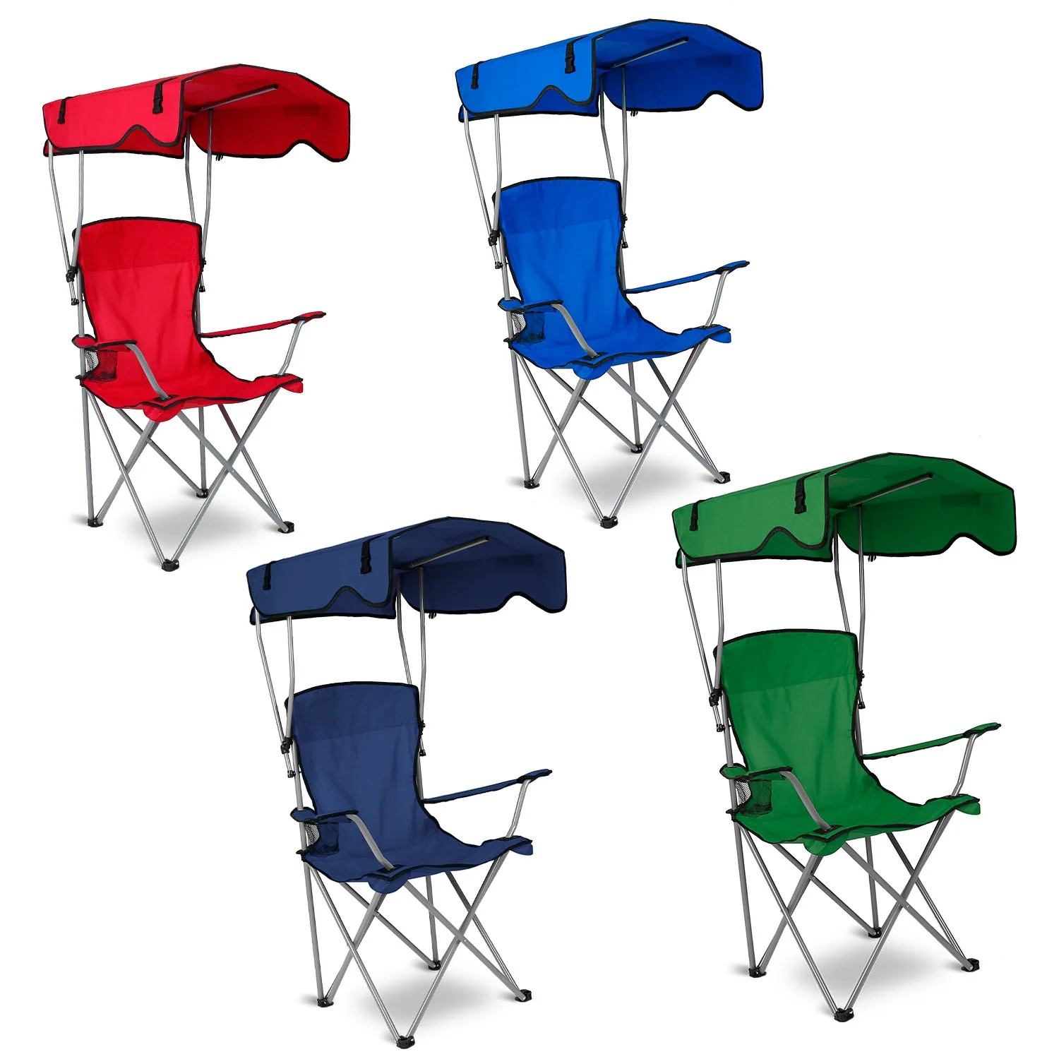 Sun Protection Foldable Canopy Chair iMounTEK Camping Lawn X-shaped Support Chair w/ Cup Holder