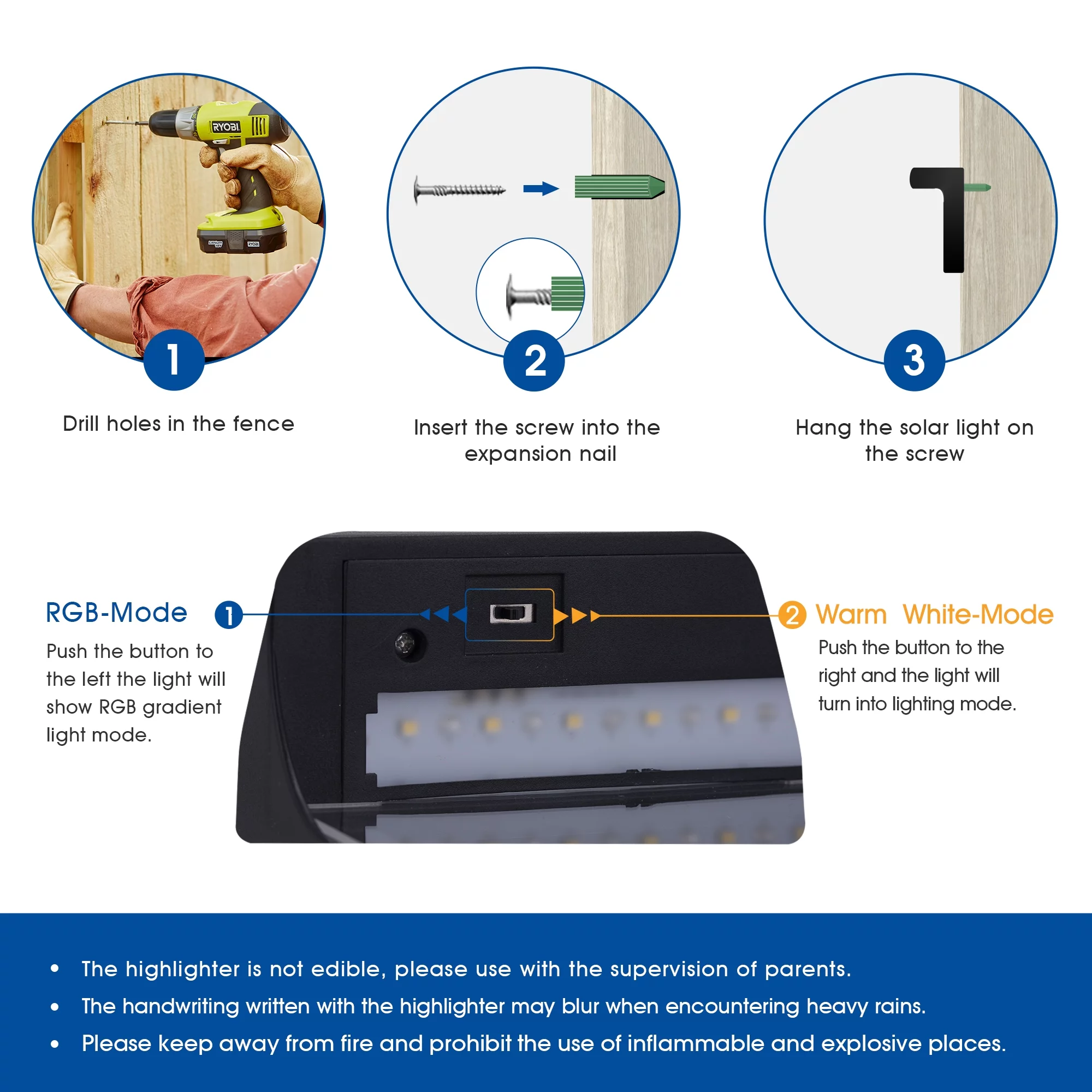 Briignite Outdoor House Numbers, Solar Address Sign DIY LED Lighted House Number Plaque, RGB Color Changing for Yard, Mailbox, Bar, Coffee Shop, Restaurant