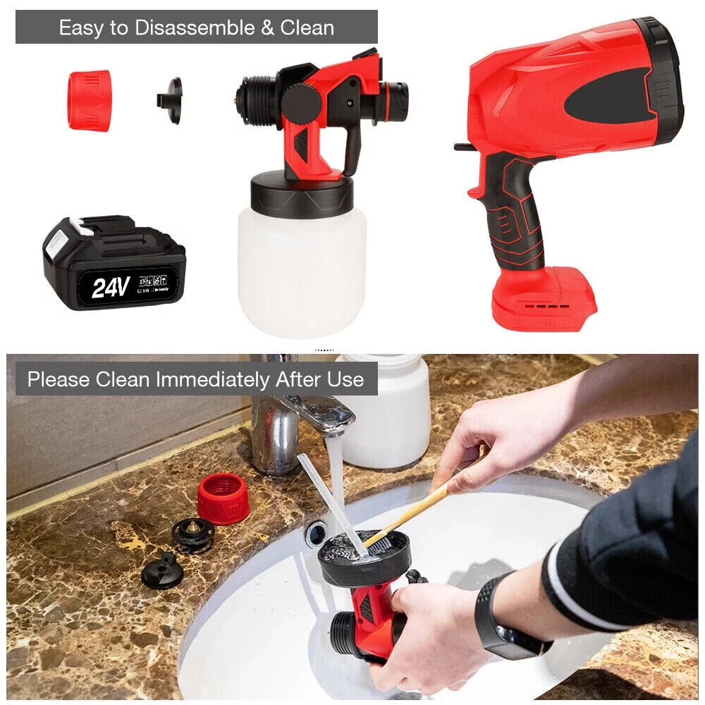 800W Electric Paint Sprayer 800ml Handheld HVLP Spray Gun Home Powerful & Rechargeable DIY Painting Tool