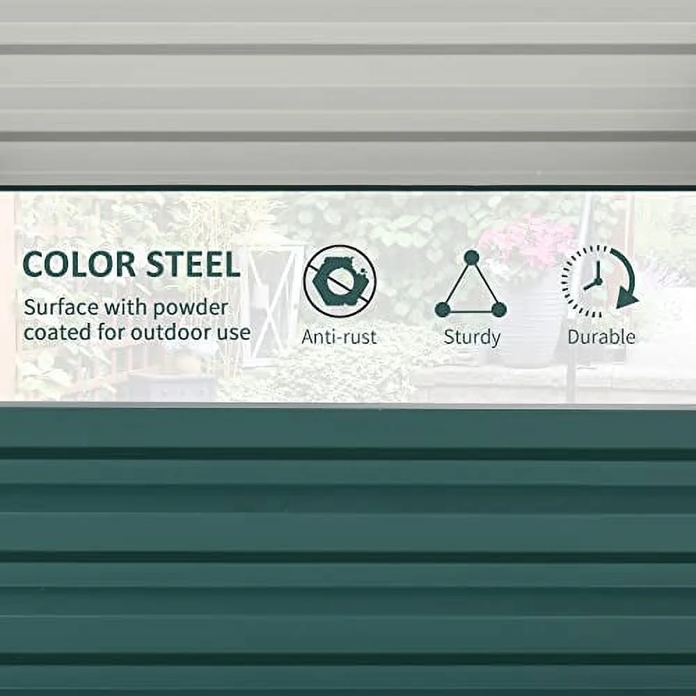 Outsunny Galvanized Raised Garden Bed, 4' x 4' x 1' Metal Planter Box, for Growing Vegetables, Flowers, Herbs, Succulents, Green