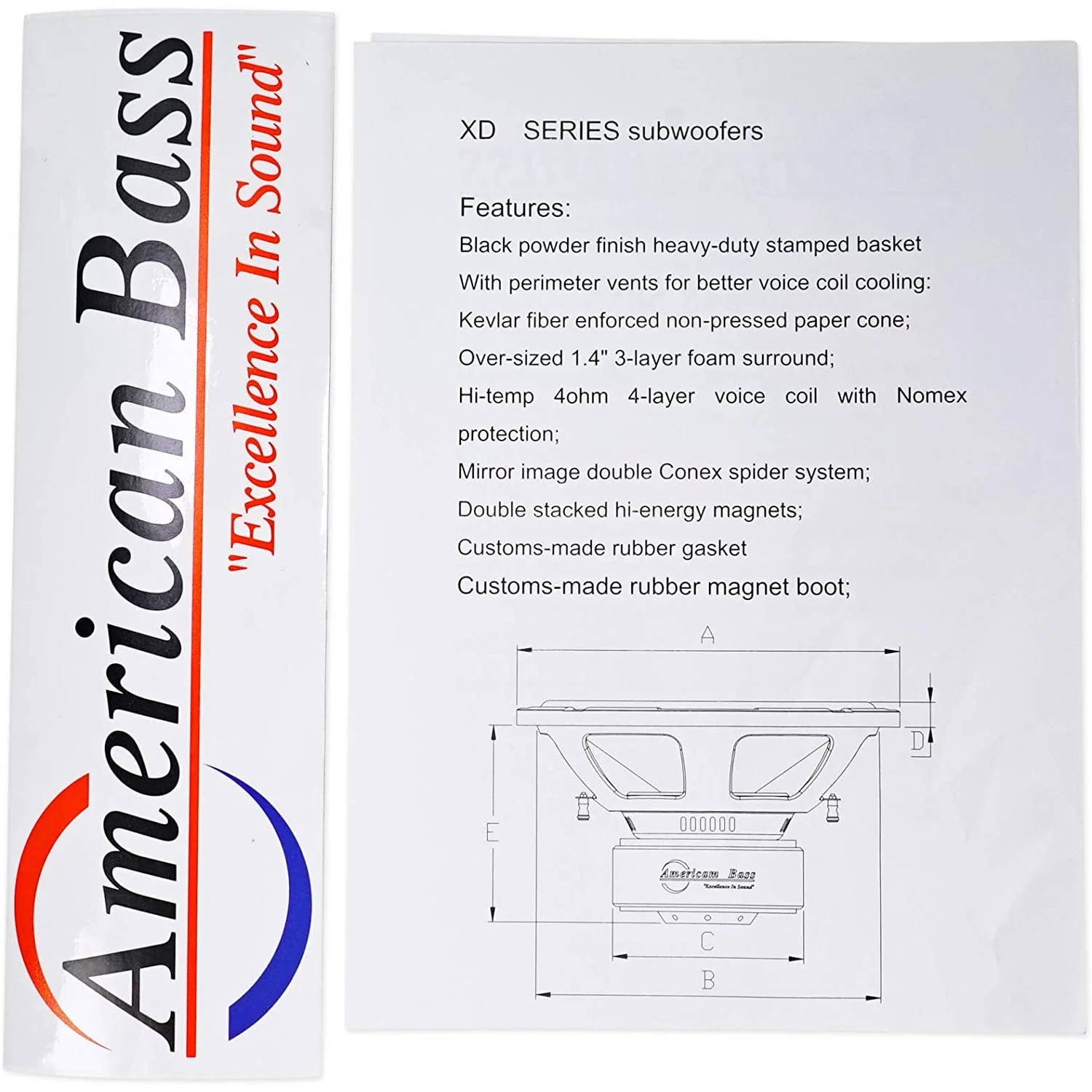 American Bass XD 1544 15 Inch Dual 4 Ohm Voice Coil 1000 Watt Max Subwoofer