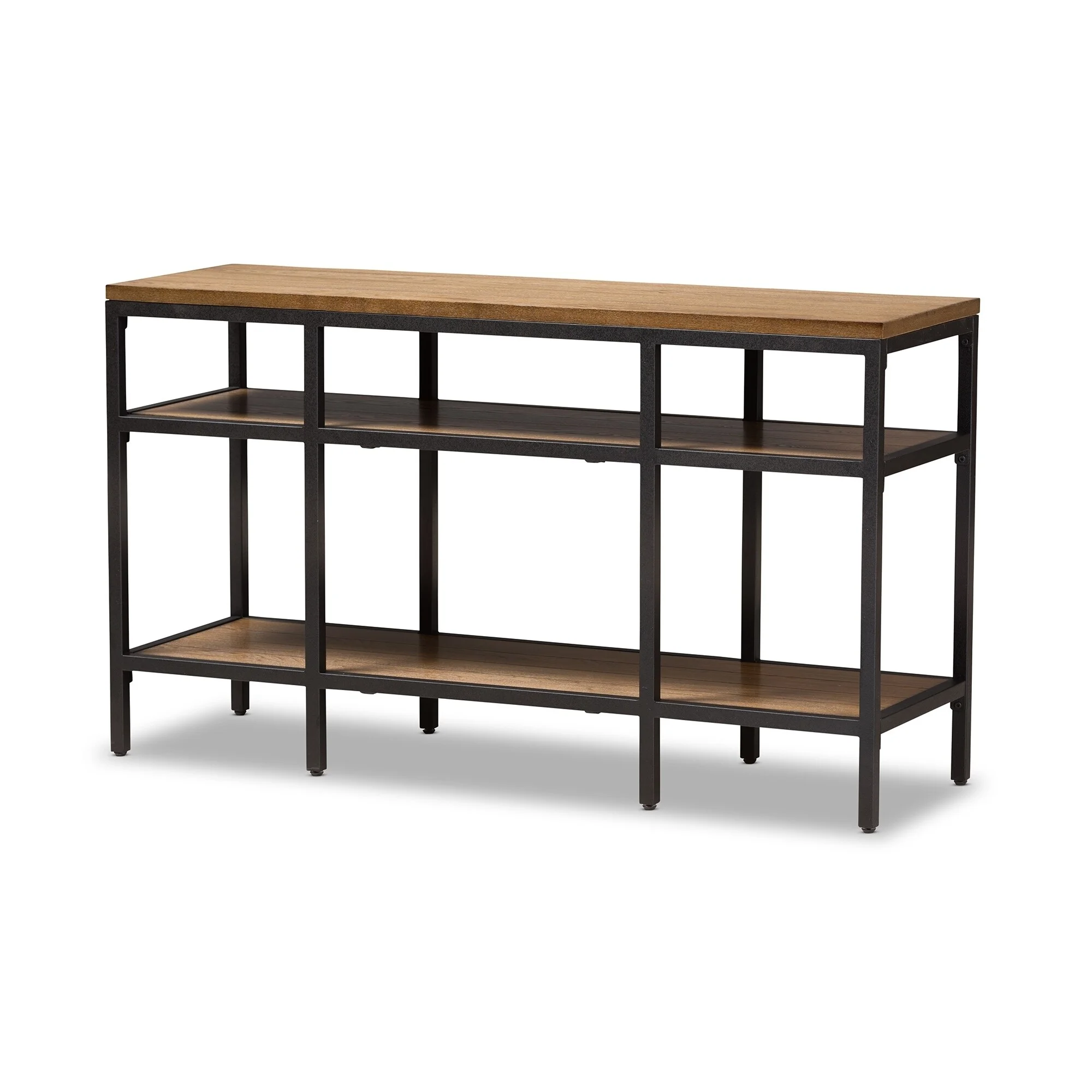 Baxton Studio Rustic Brown and Black Console Table by