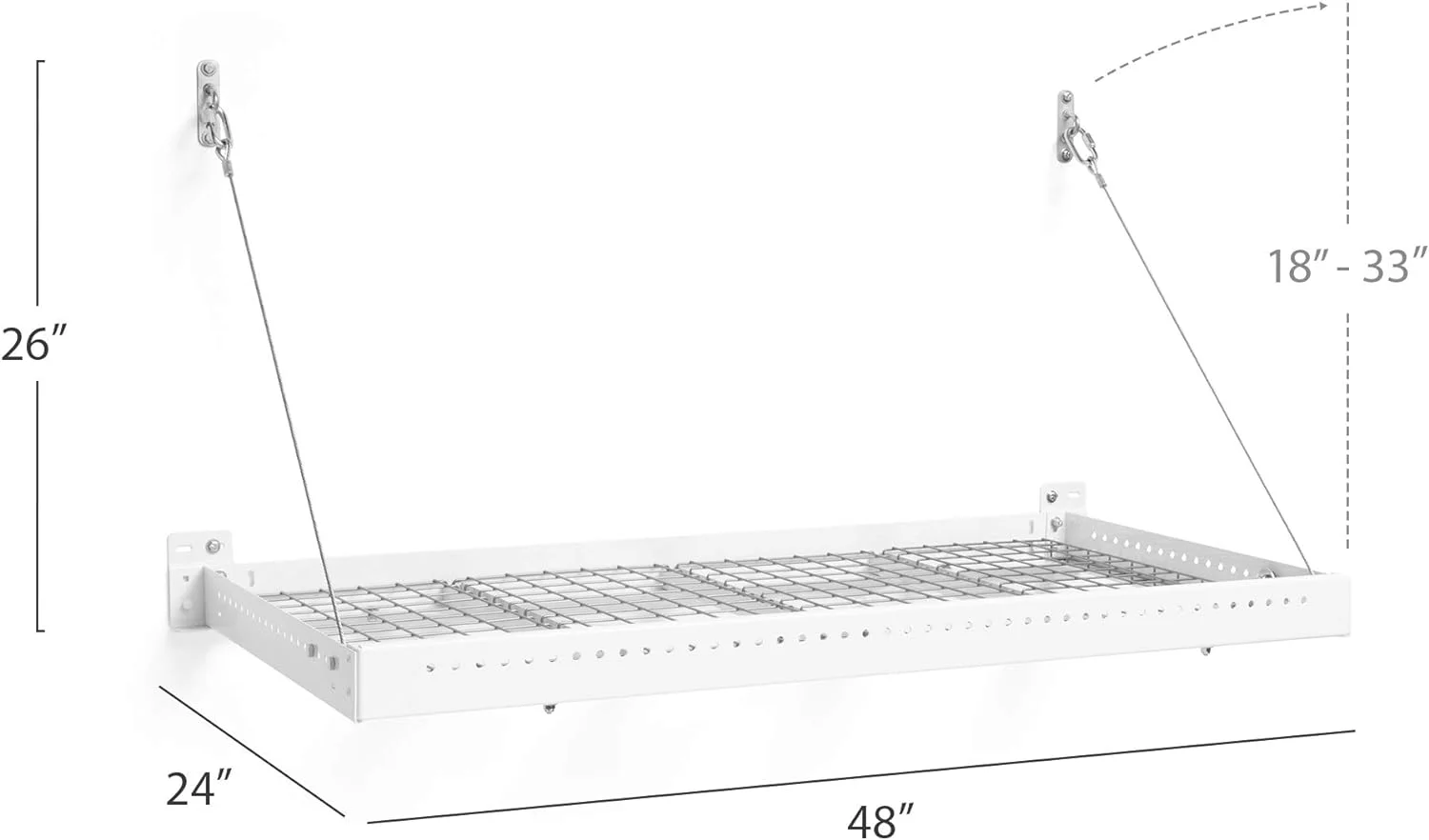 NewAge Products Pro Series White 2 ft. x 4 ft. Wall Mounted Steel Shelf (Set of 2), Garage Overheads, 40411