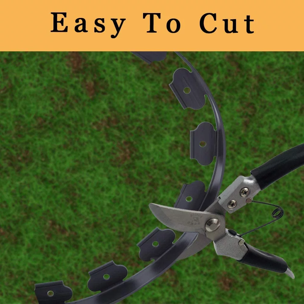 Mr Garden Landscape Garden Edging Kit No-Dig 30ft Length with 6 Spikes, PE Plastic Landscape Edging roll Heavy Duty Edging Fence for Flower Beds, Tree Rings and Garden Borders, Black