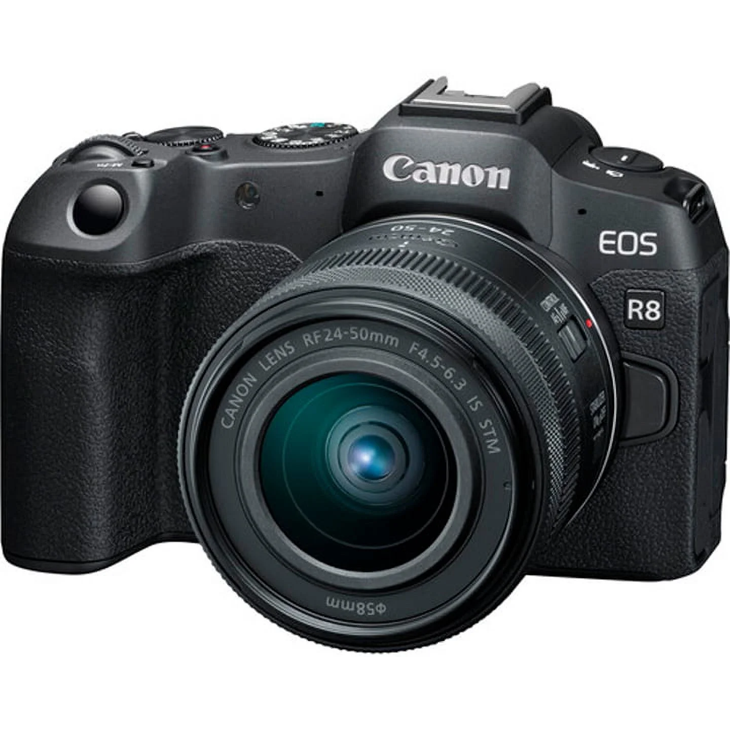 Canon EOS R8 Mirrorless Camera w/RF 24-50mm f/4.5-6.3 IS STM Lens + EF 75-300mm f/4-5.6 III Lens + 420-800mm f/8.3 HD Lens + 2X 64GB Memory + Case + Microphone + LED Video Light + More (35pc Bundle)