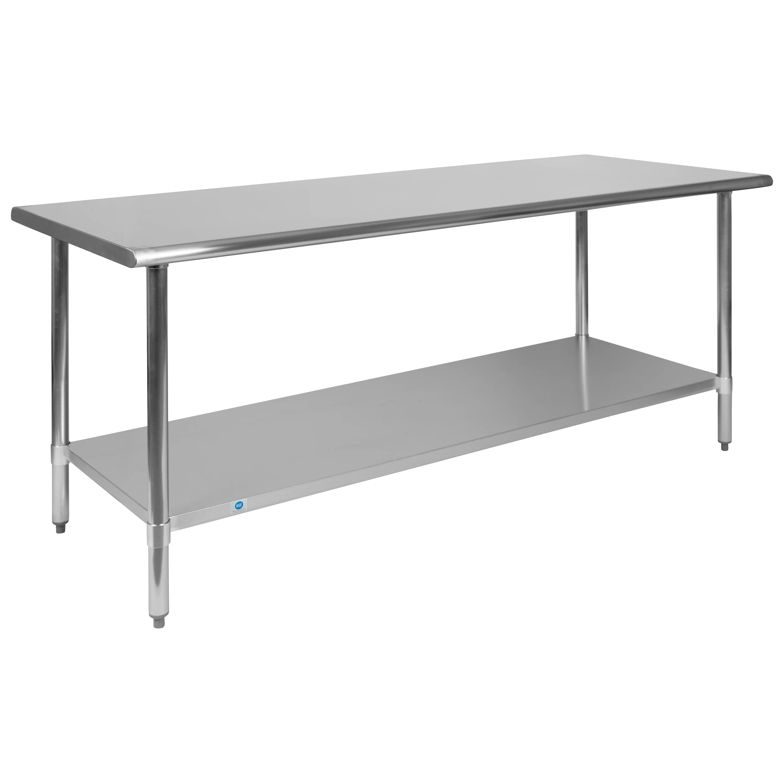 Emma + Oliver Stainless Steel 18 Gauge Kitchen Prep and Work Table with Undershelf, NSF - 72