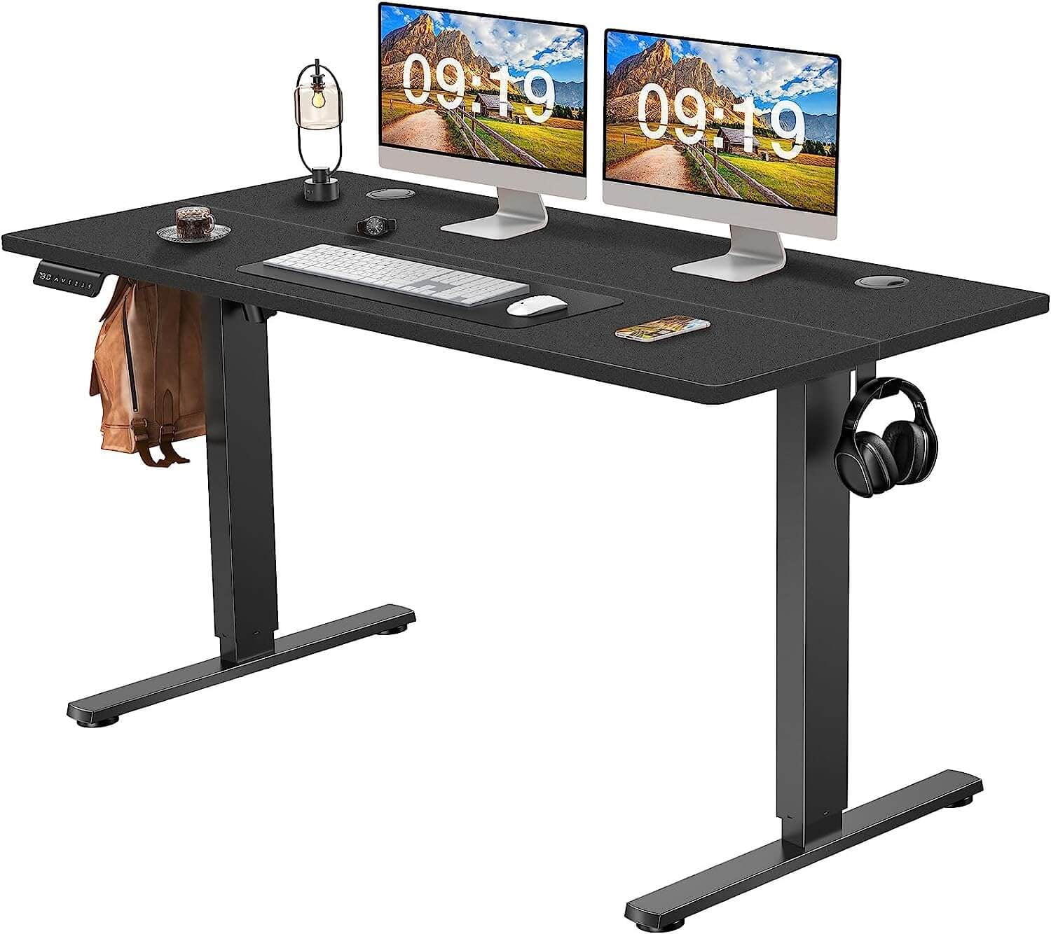 CoSoTower Electric Height Adjustable Standing Desk,Sit to Stand Ergonomic Computer Desk,Black,55'' X 24