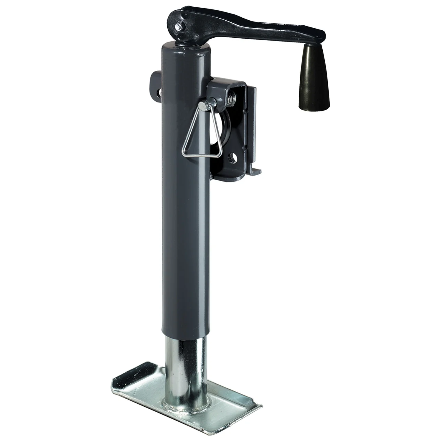 BULLDOG 74414 Round Trailer Jack, Side Mount, 2,000 lbs. Lift Capacity, Topwind, Bolt-On, 10 Inch Travel
