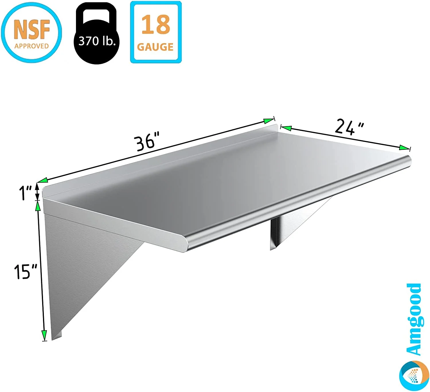 JYHOME 24" X 36" Stainless Steel Wall  | Metal Shelving | Garage  Laundry    Utility Room | Restaurant  Commercial Kitchen | NSF