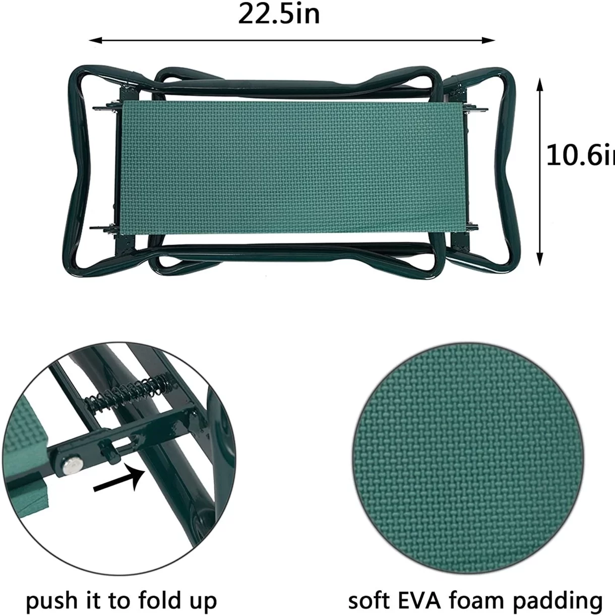 Garden Kneeler and Seat Folding Multi-Functional Steel Garden Stool with Tool Bag EVA Kneeling Pad
