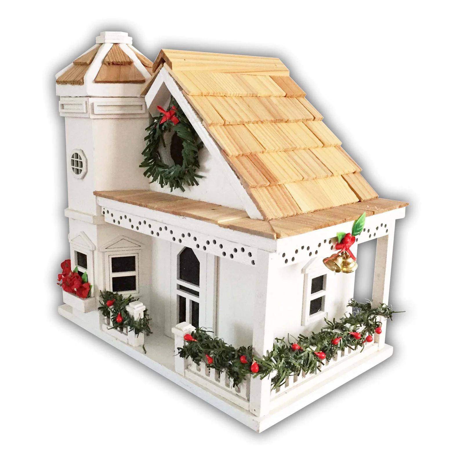 Home Bazaar  Yuletide Cottage Birdhouse - White