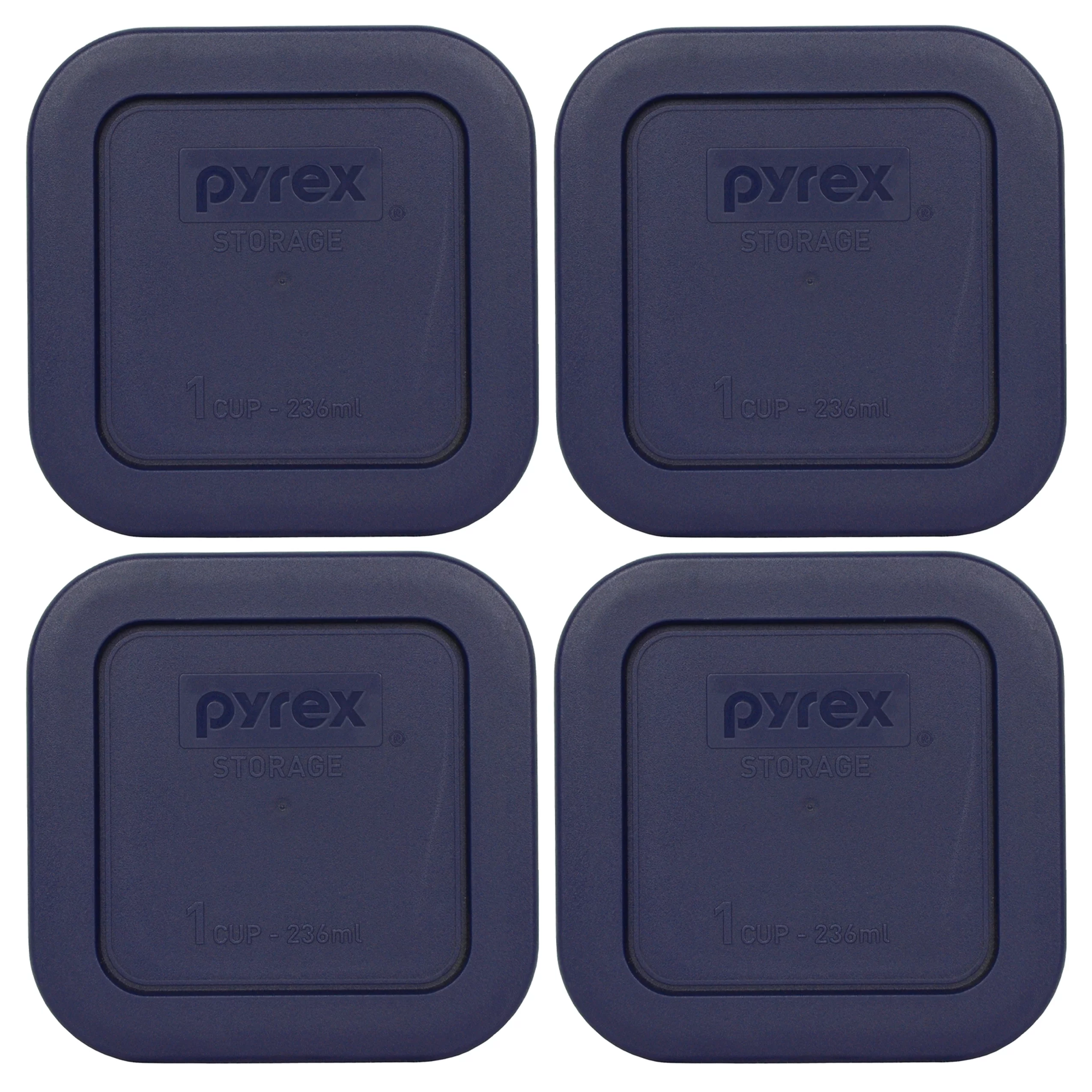 Pyrex 8701-PC Square Plastic Blue Storage Replacement Lid (4-Pack)