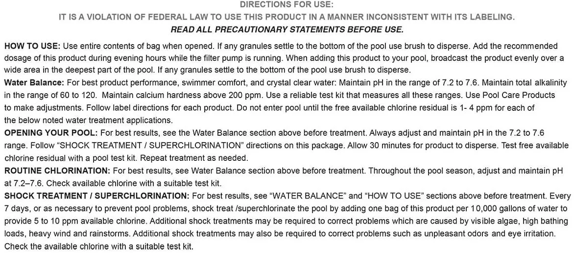 DryTec 367 Calcium Hypochlorite Pool Shock, 1-Pack