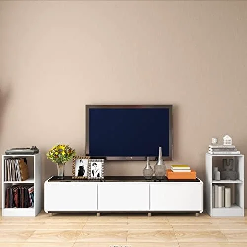 GEROBOOM 2 Cube Bookcase   2  Cube Bookshelf with Anti-toppling Device  Small Cubby  for Small Spaces  Freestanding Wood Open Bookshelf for Home Office (White)