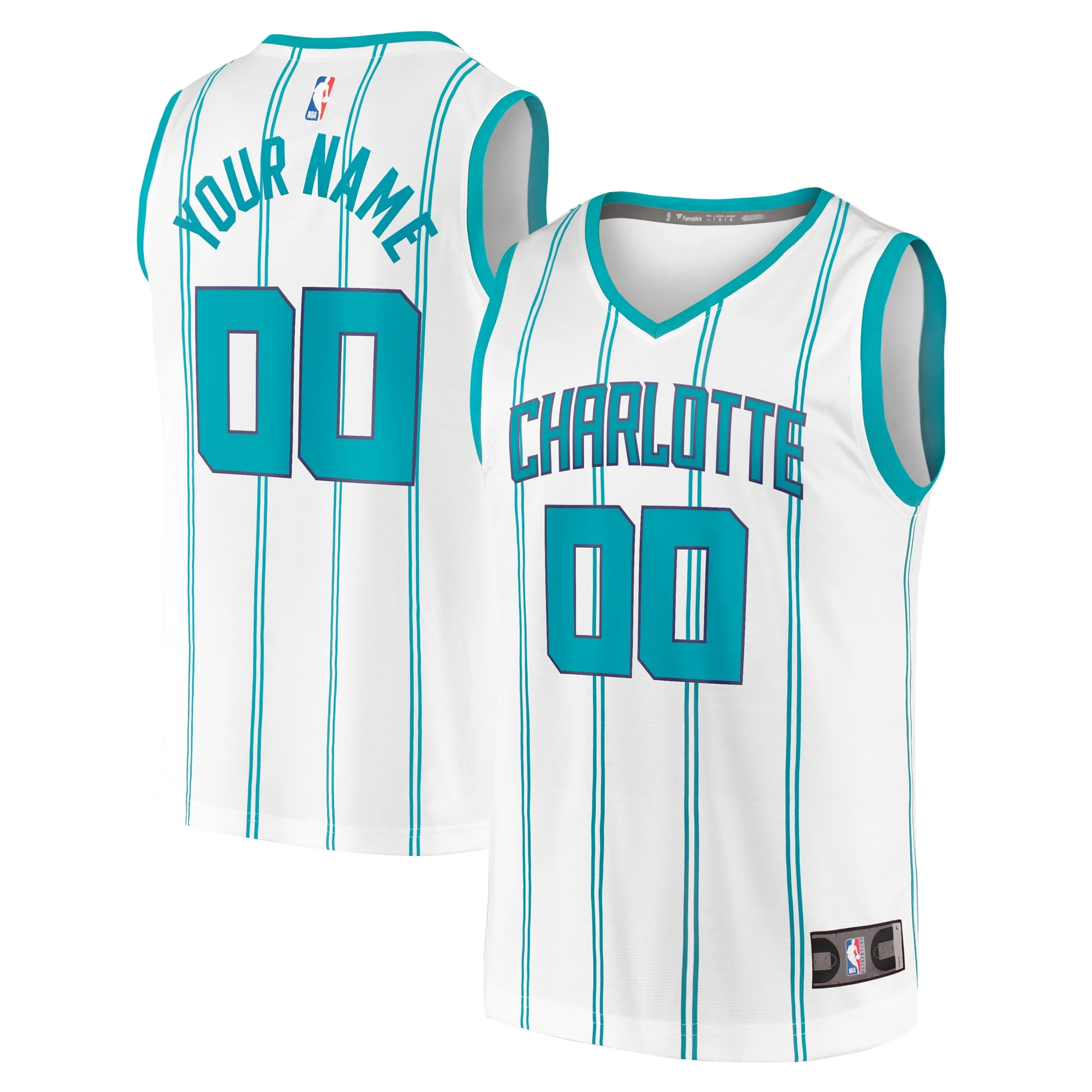 Men's Fanatics White Charlotte Hornets Fast Break Custom Replica Jersey - Association Edition