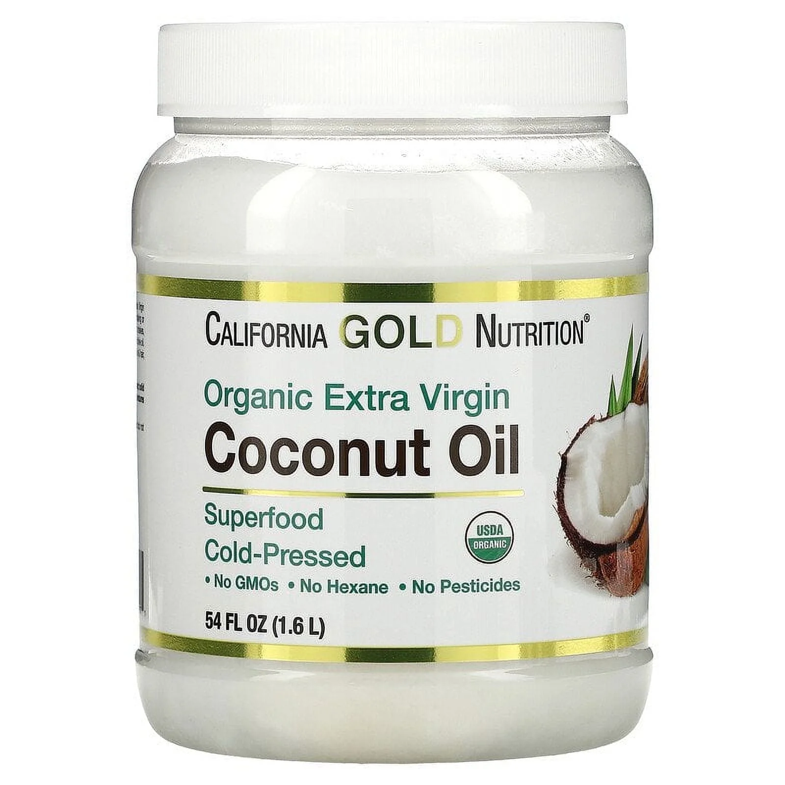 California Gold Nutrition, Cold-Pressed Organic Extra Virgin Coconut Oil, 54 fl oz