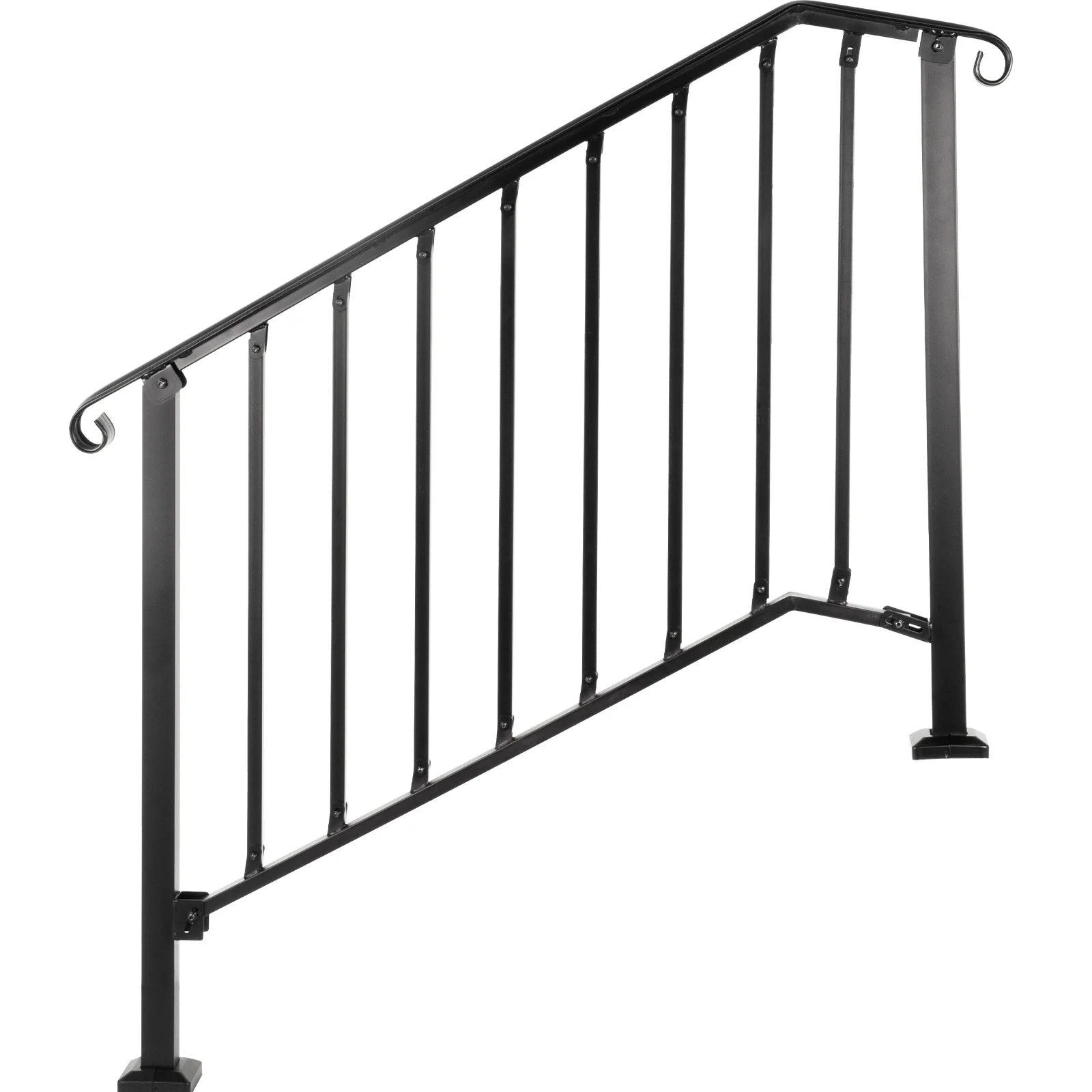 SKYSHALO Iron Handrail Picket Fits 3 or 4 Steps Stair Hand Rails for Outdoor Garden