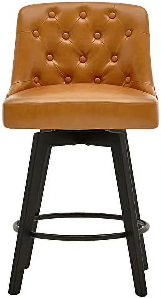 JDZHAPPYLIFE Counter Stool 26"  Free Swivel Upholstered  Stool with Back--Performance Fabric in Beige Gray