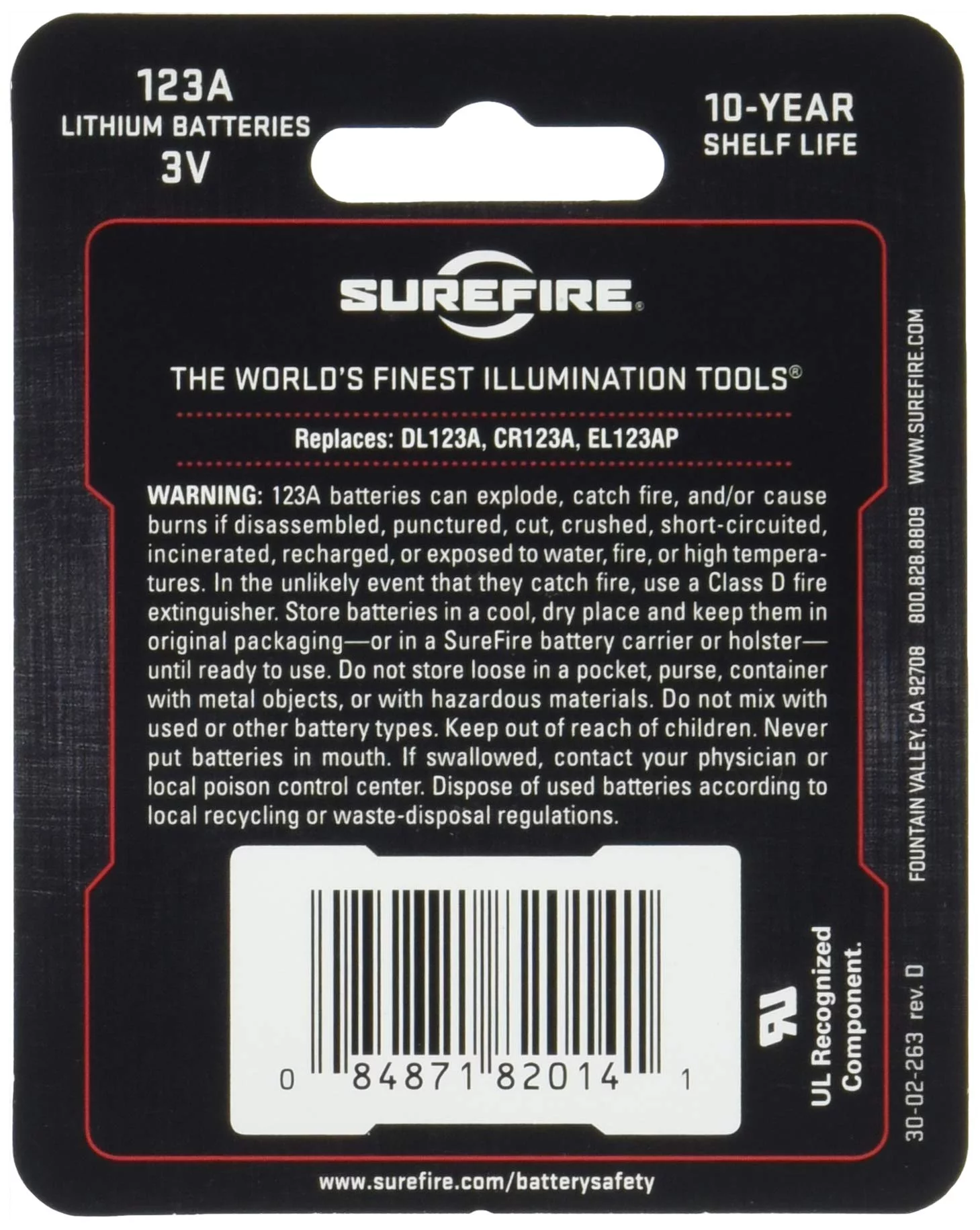 SUREFIRE SF123A BATTERIES 2PK