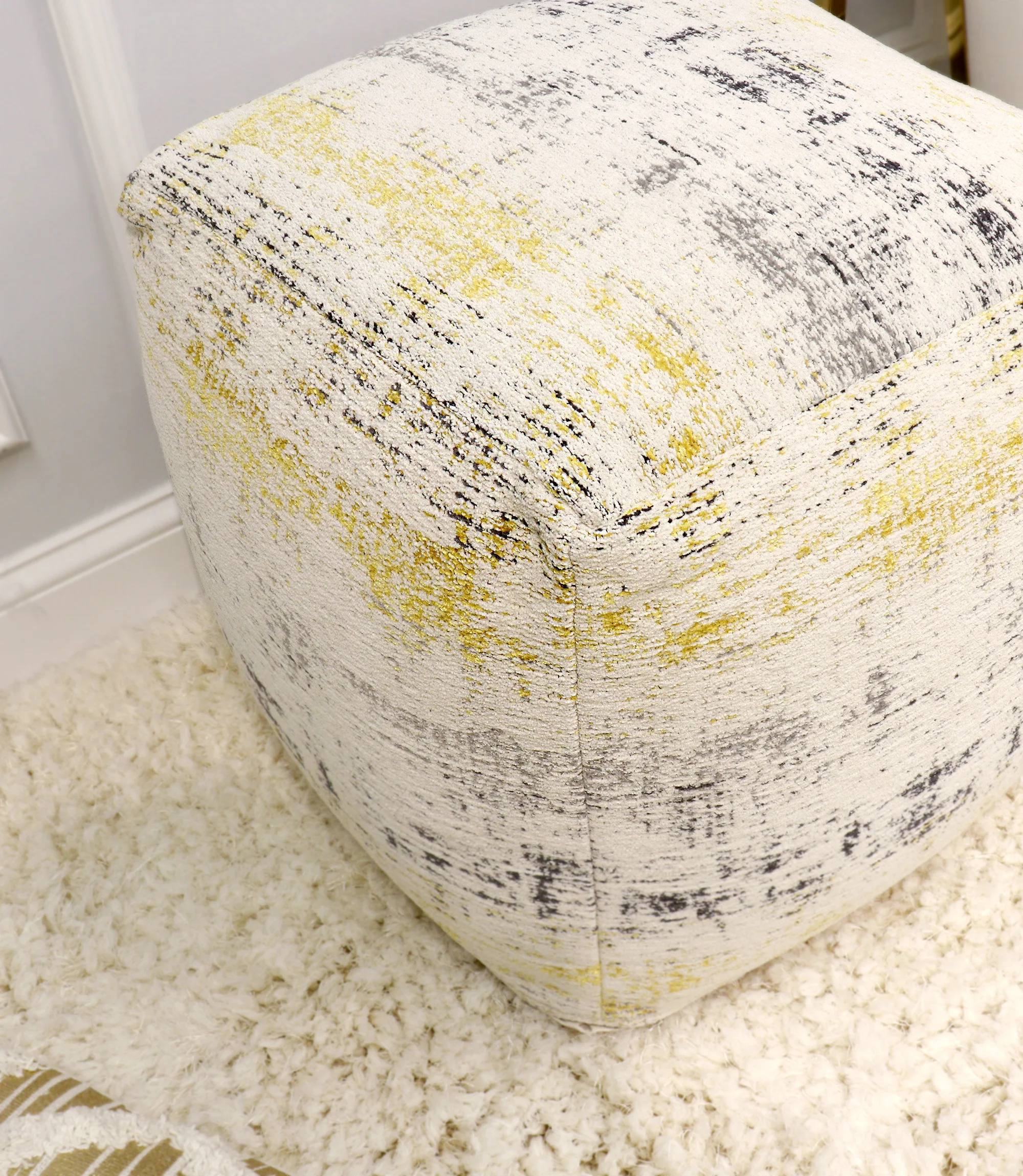 Pasargad Home Grand Canyon Distressed Cotton Pouf - 20 x 20 x 20 in.