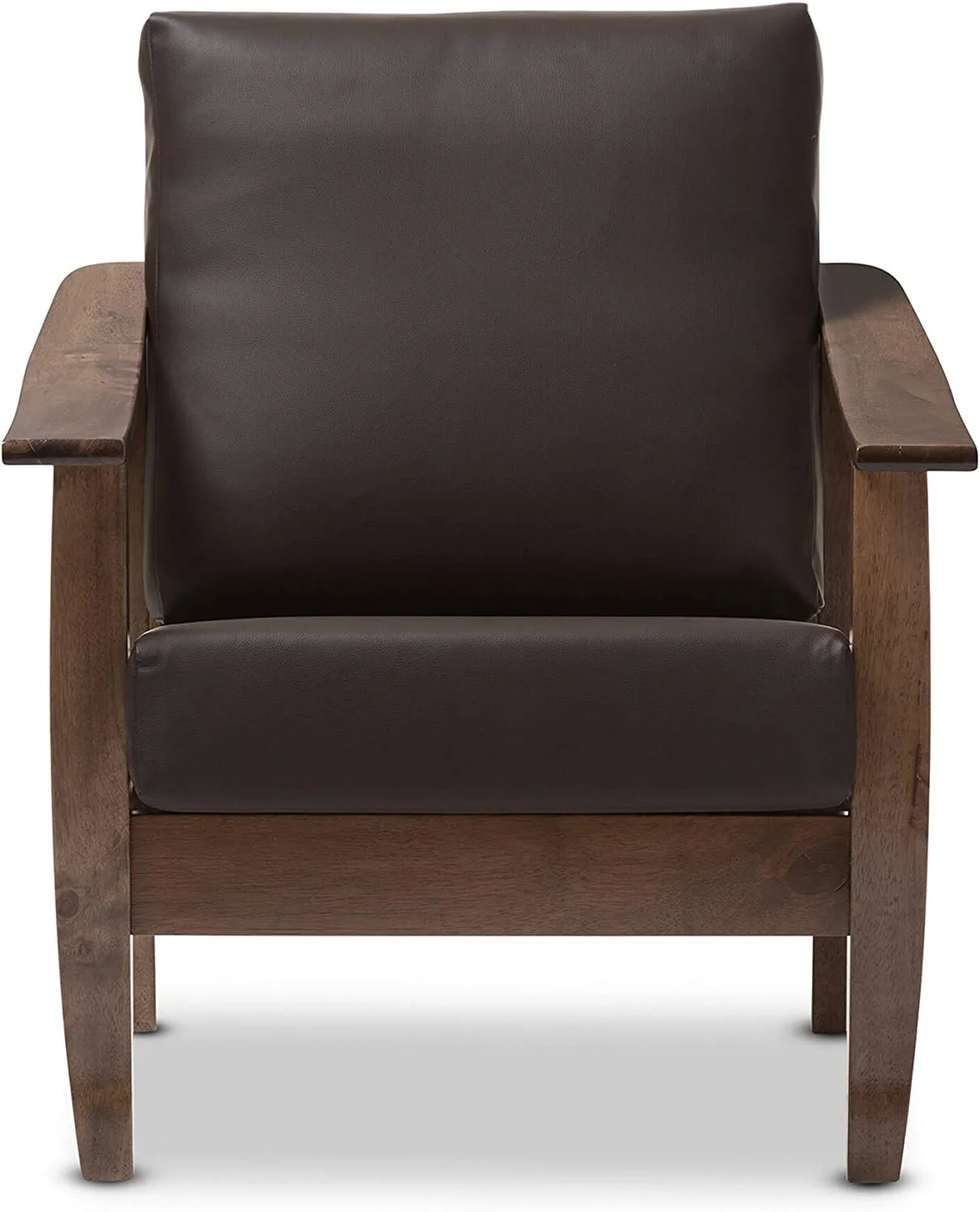 Baxton Studio  Phanessa Mid-century Brown Faux Leather Accent Chair