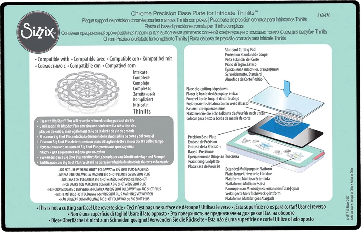Sizzix Chrome Precision Base Plate For Intricate Thinlits-