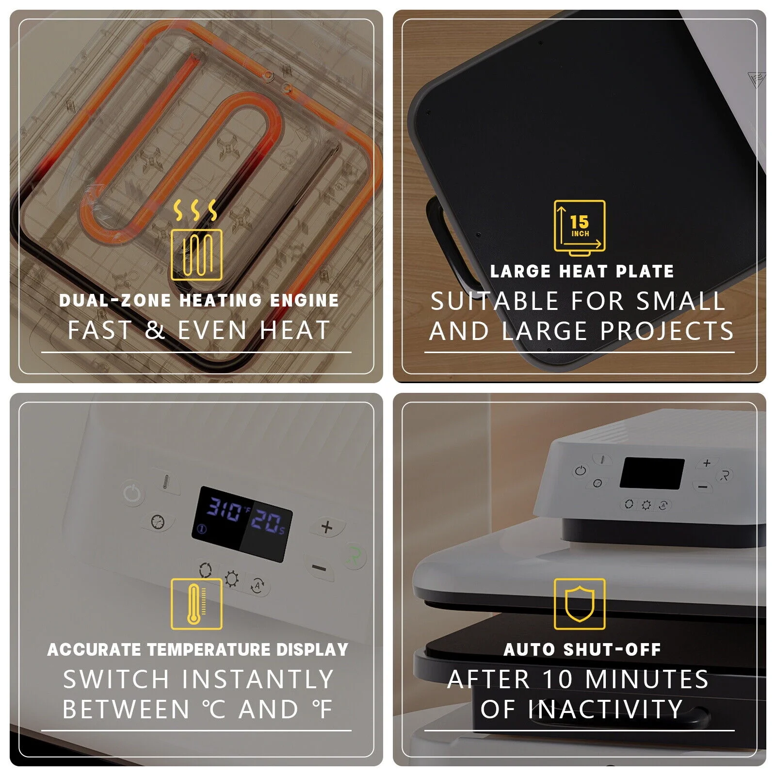 HTVRONT 15X15in Auto Heat Press Machine+10X10in Heat Press Machine+Vinyl Cutting Machine