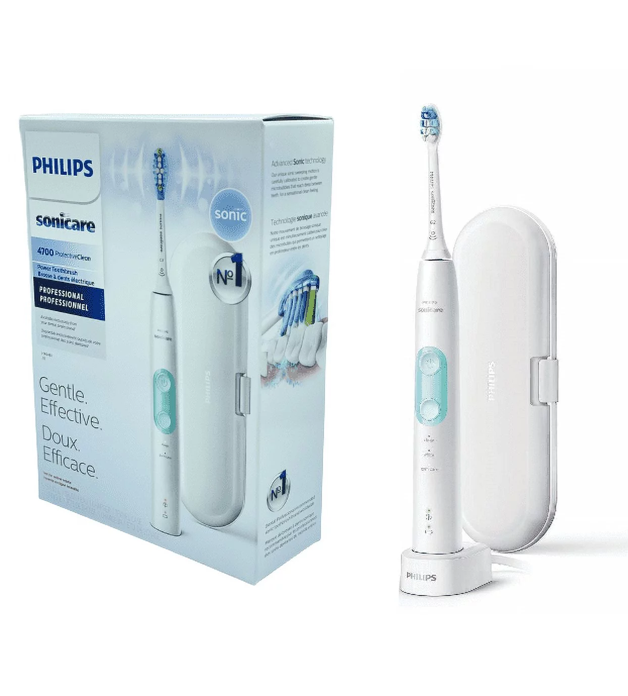Philips Sonicare 4700 Toothbrush ProtectiveClean Sonic Gentle Effective Clean White Mint with C3 Brush Heads